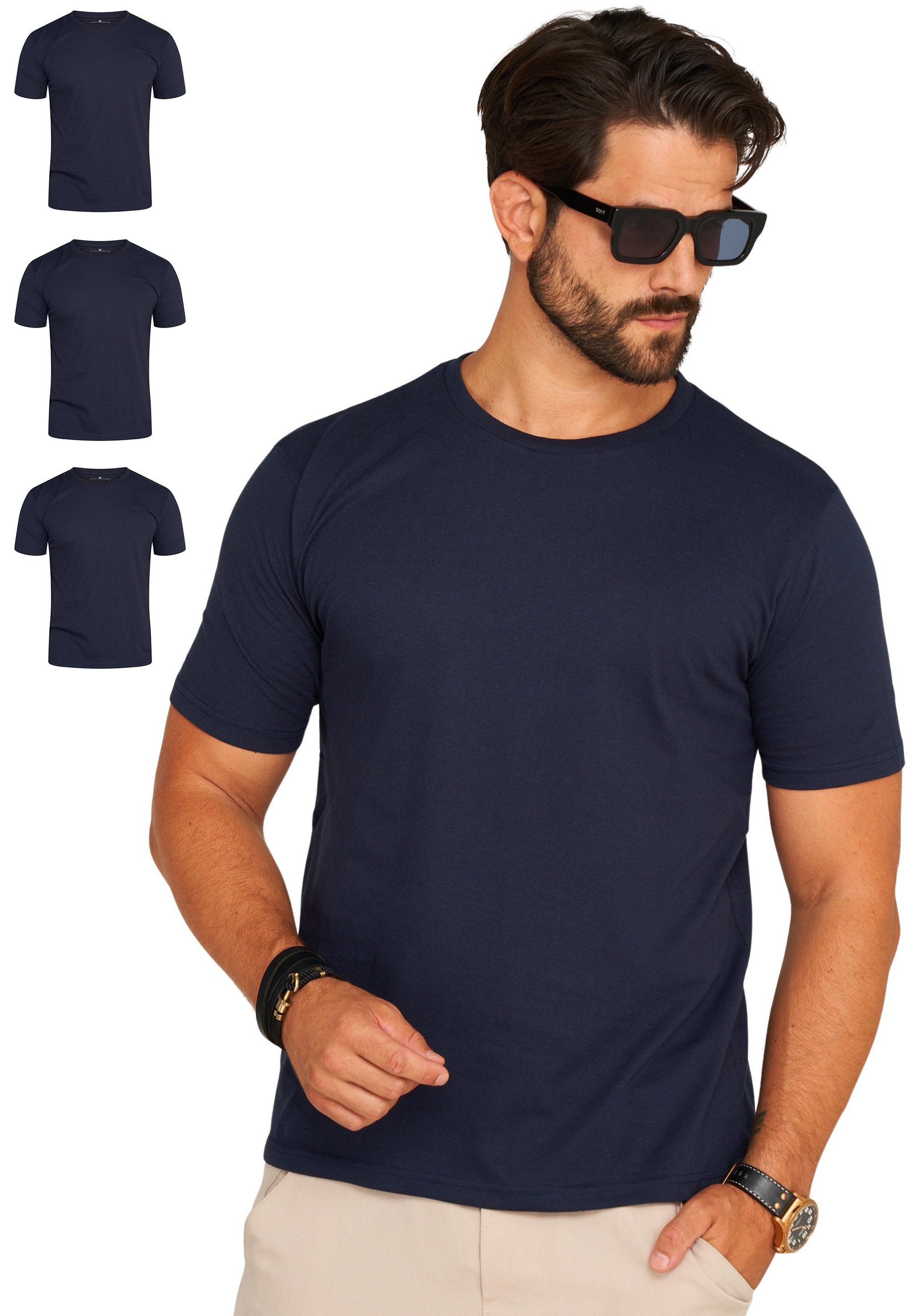 Daily Cotton T-Shirt »Herren Basic Kurzarm Rundhals Shirt Crew-Neck O-Ausschnitt« Herren Basic Kurzarm Rundhals Shirt Crew-Neck O-Ausschnitt