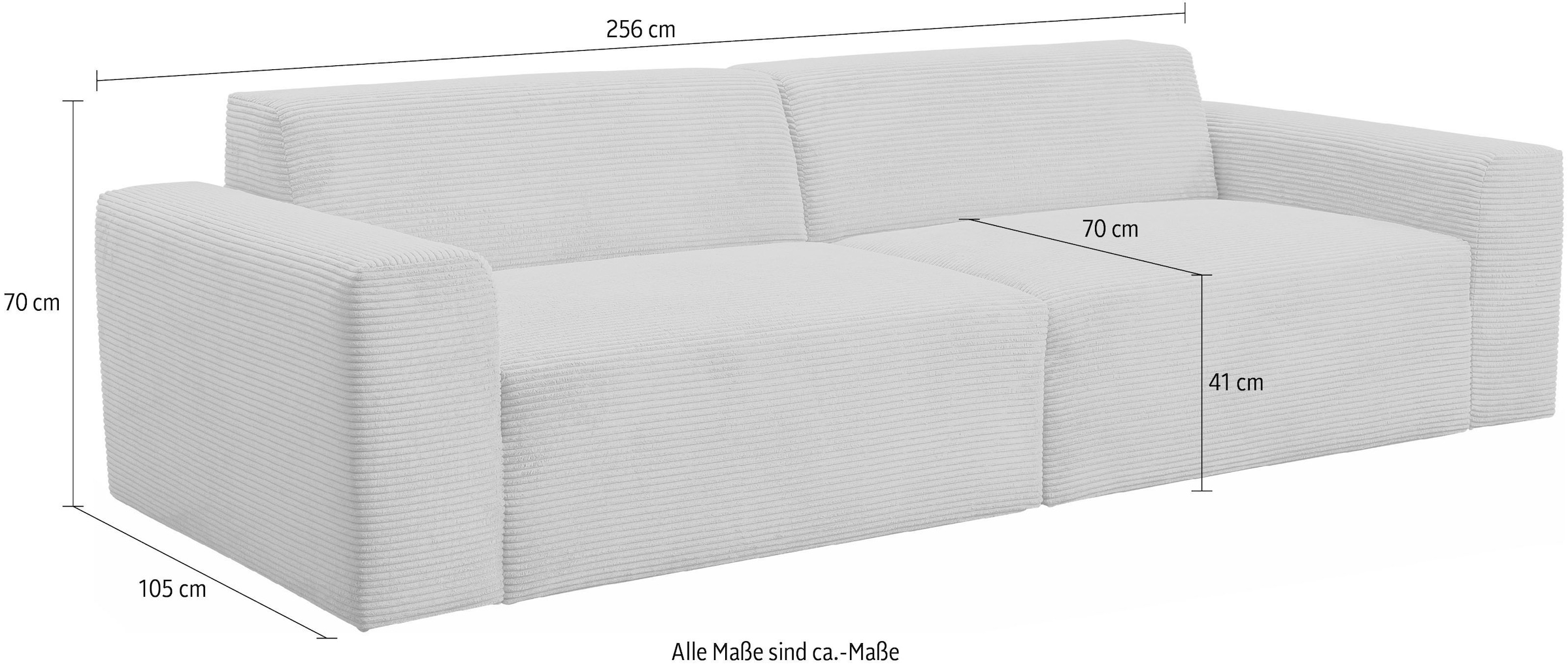 WERK2 Sofa »Zeus 256 cm breit 3-Sitzer, Big-Sofa« Curvy Trend 3-Sitzer mit urbaner Optik