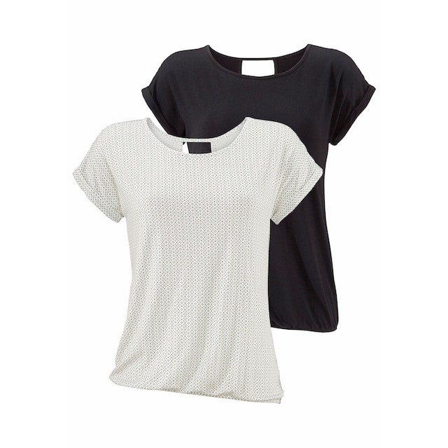 LASCANA T-Shirt, (Packung, 2er-Pack), mit modischem Cut-out im Nacken  bestellen bei OTTO