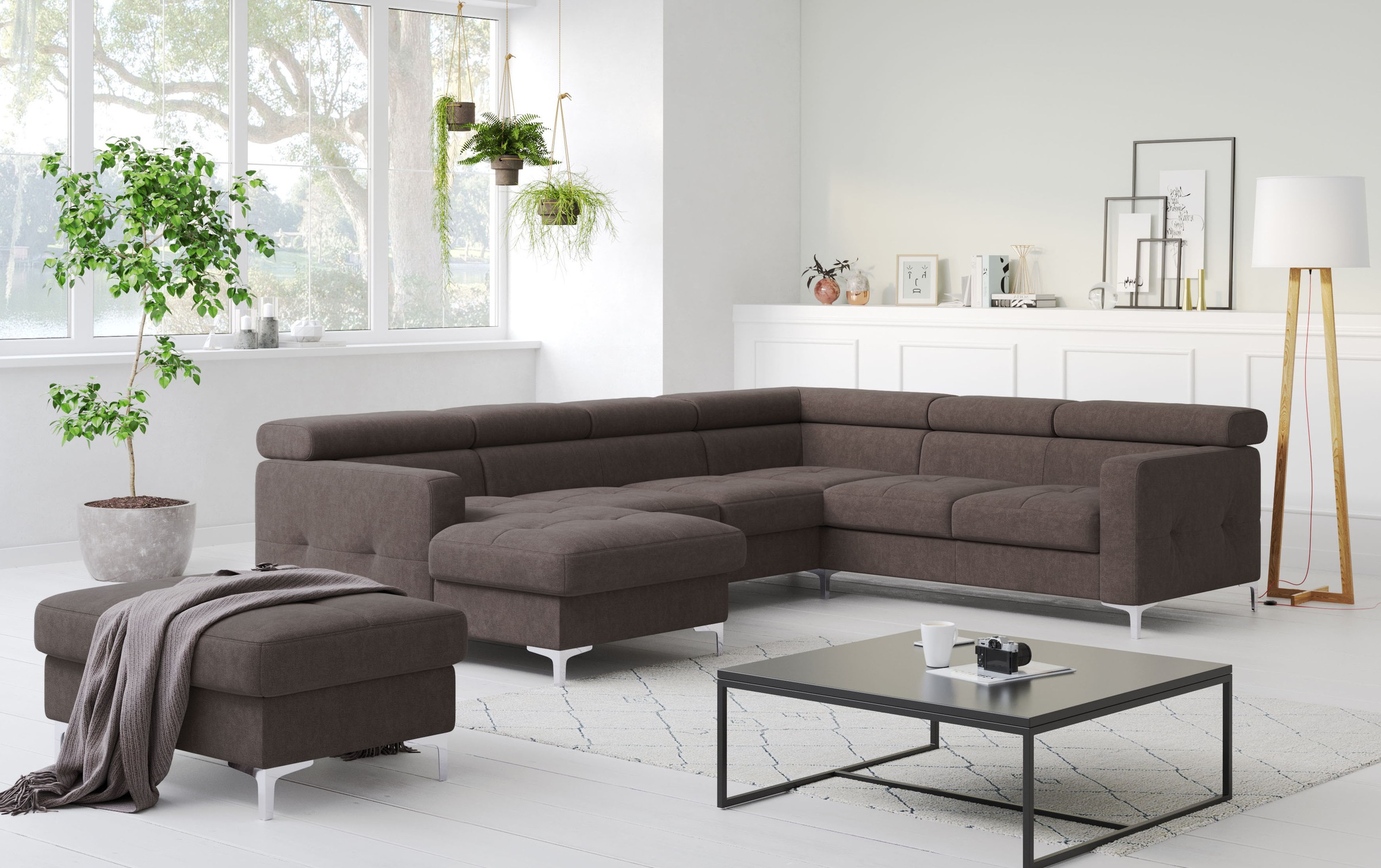 COTTA Wohnlandschaft »Sammy U-Form«, mit Kopfteilverstellung, optional mit Bettfunktion und Bettkasten