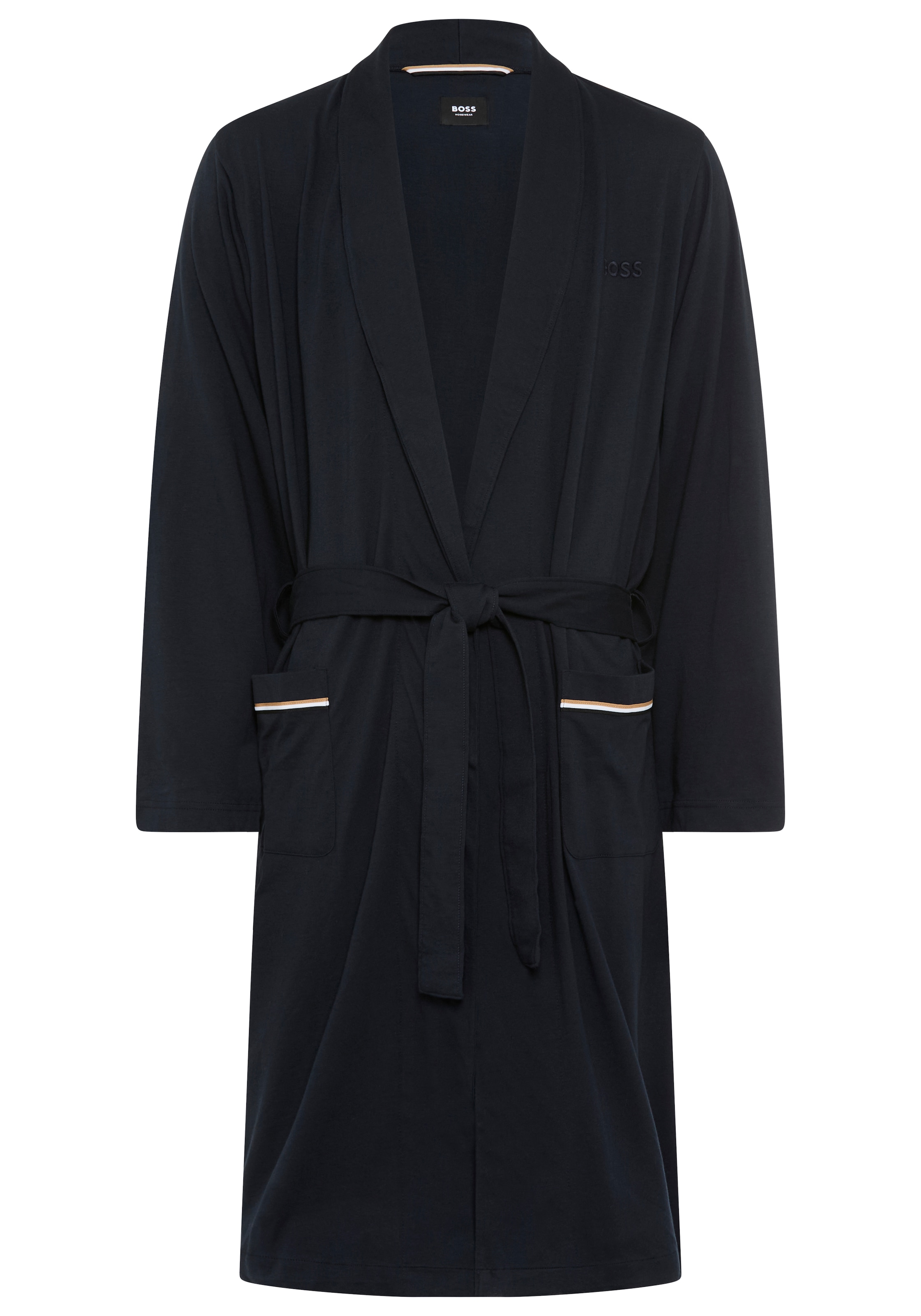 BOSS Morgenmantel aus Baumwoll-Jersey mit Logo-Stickerei