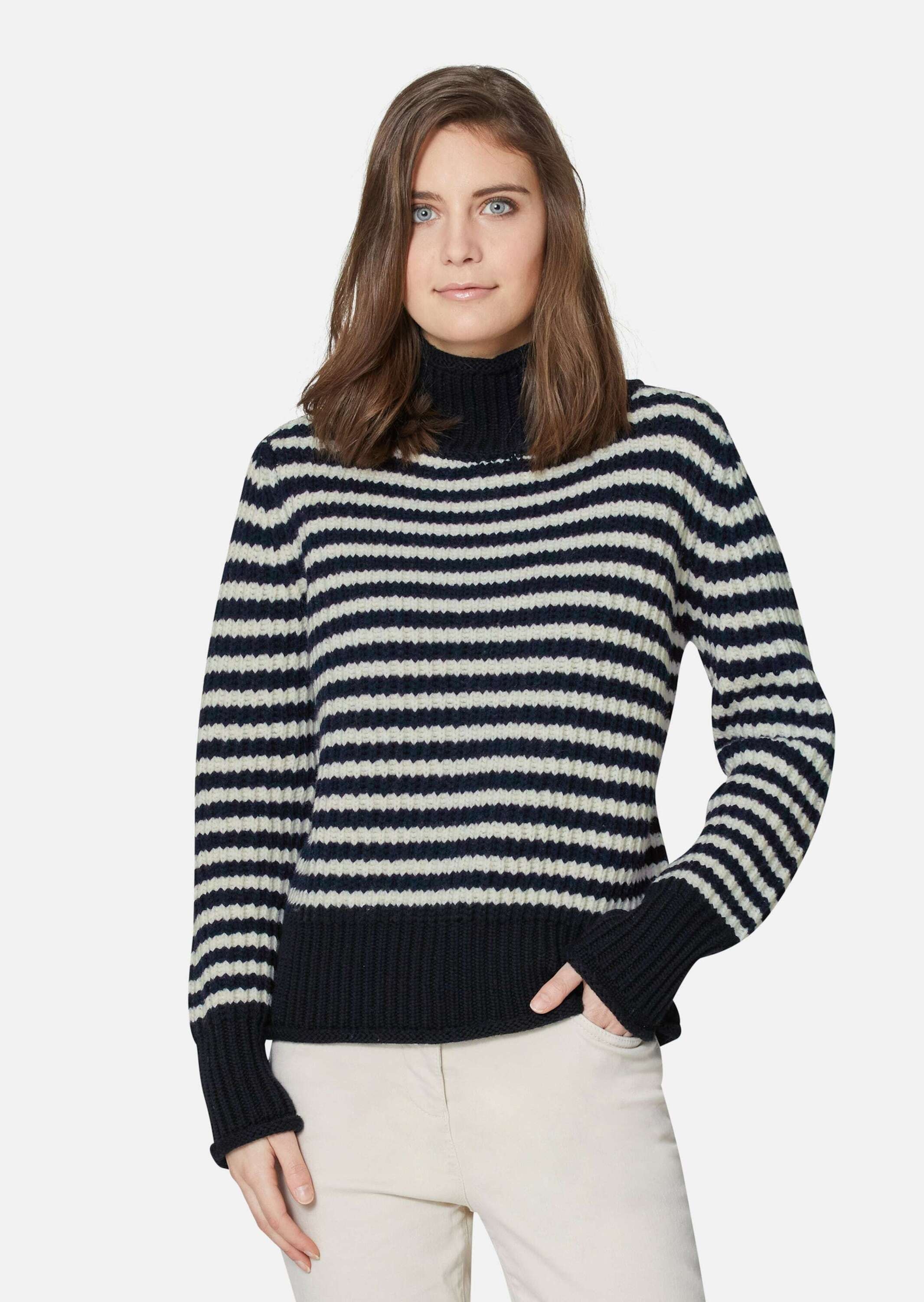 MADELEINE Longpullover »Pullover Softer Schurwoll-Pullover mit stylischen Streifen«