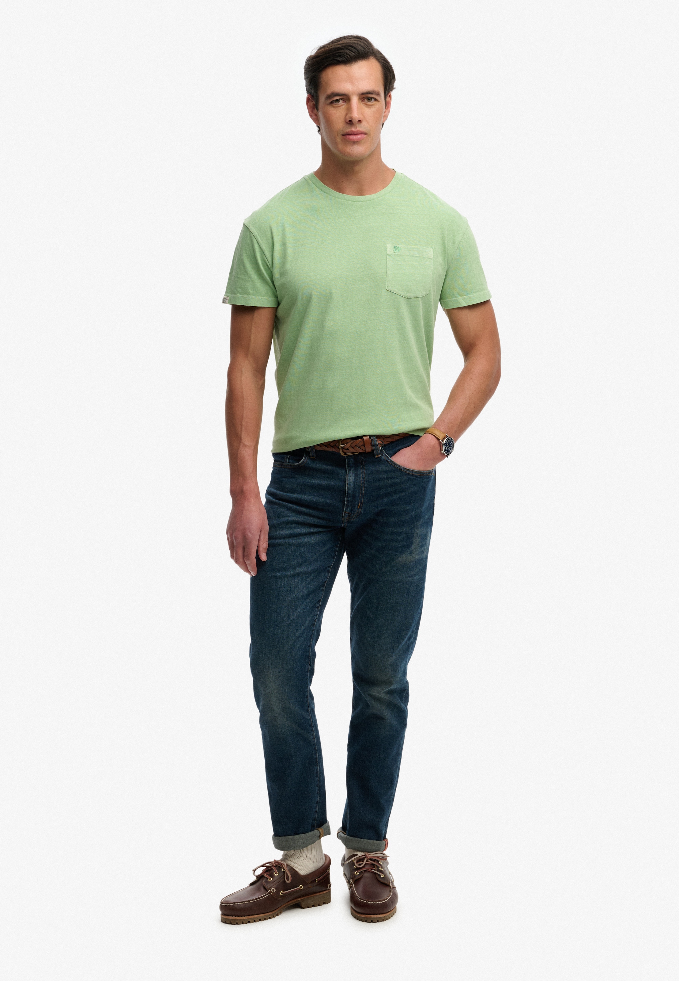 Superdry Rundhalsshirt »COTTON CLASSIC LINEN PKT TEE« aus tollem Baumwoll-Leinen-Mischgewebe