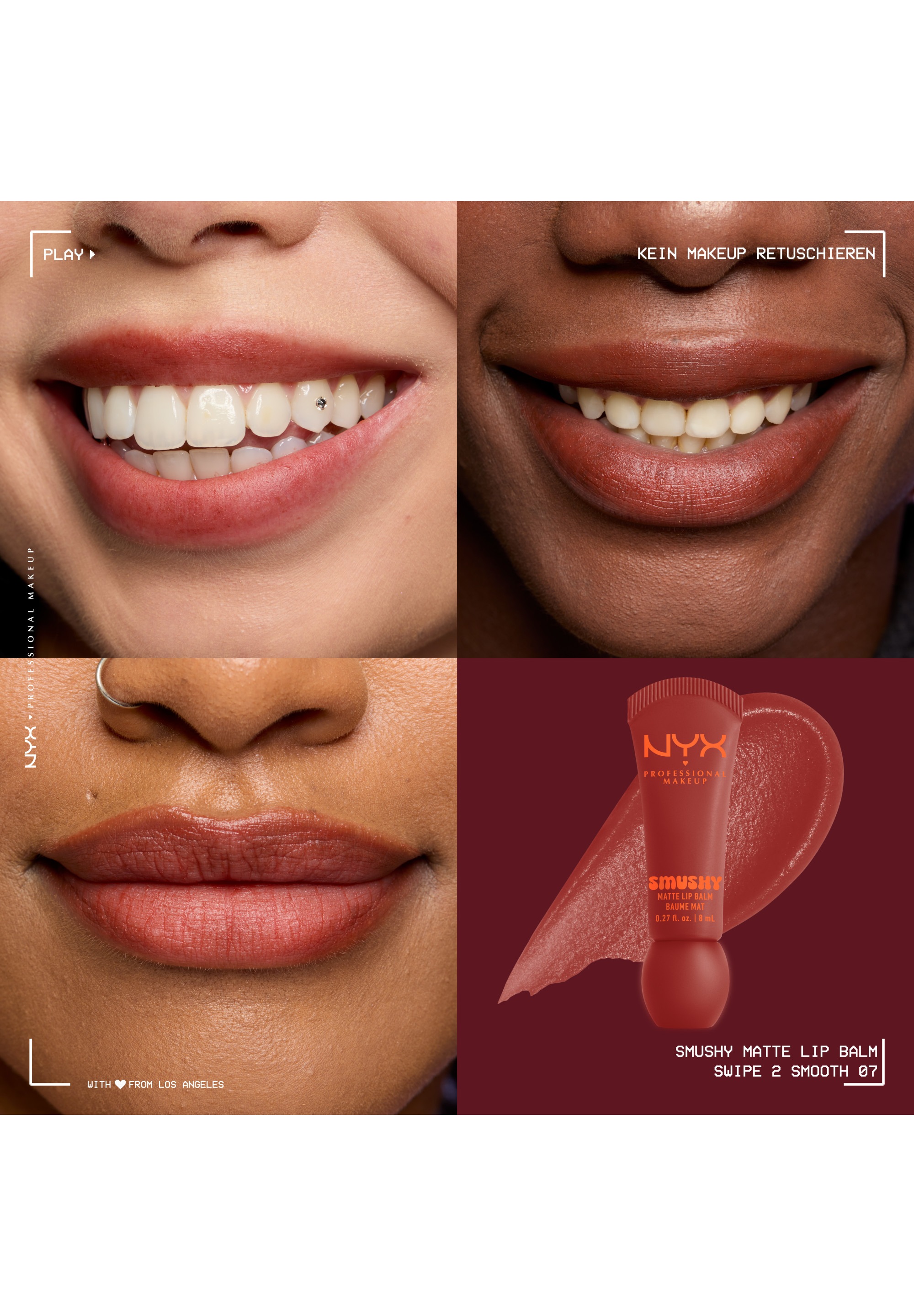 NYX PROFESSIONAL MAKEUP Lippenbalsam »SMUSHY MATTE LIP BALM« jeder der Farbtöne hat einen einzigartigen, süßen Duft