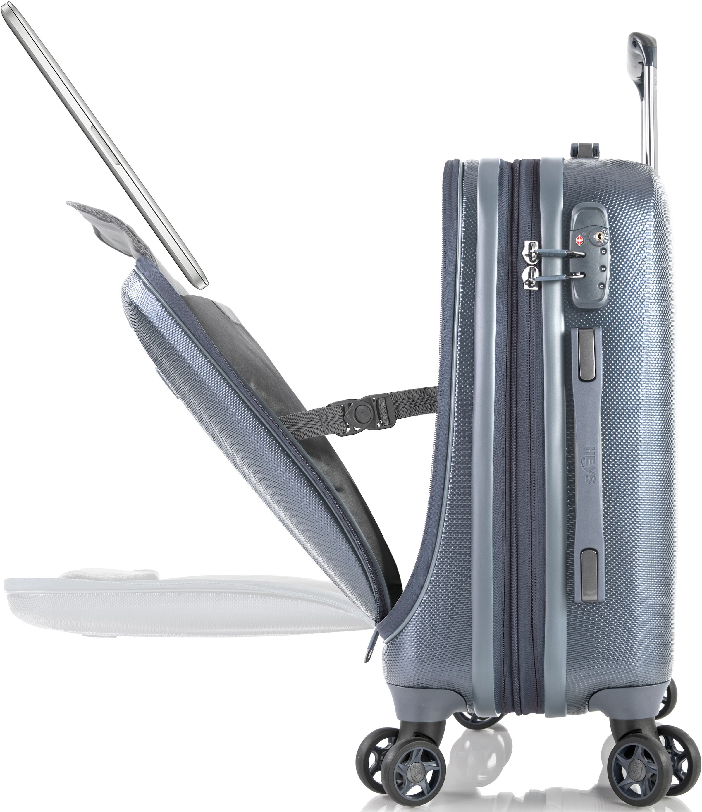 Heys Hartschalen-Trolley »Vantage Smart Access, 53 cm«, 4 Rollen, Heys x Joachim Llambi Handgepäck-Koffer Frontzugangsfach Laptoptasche