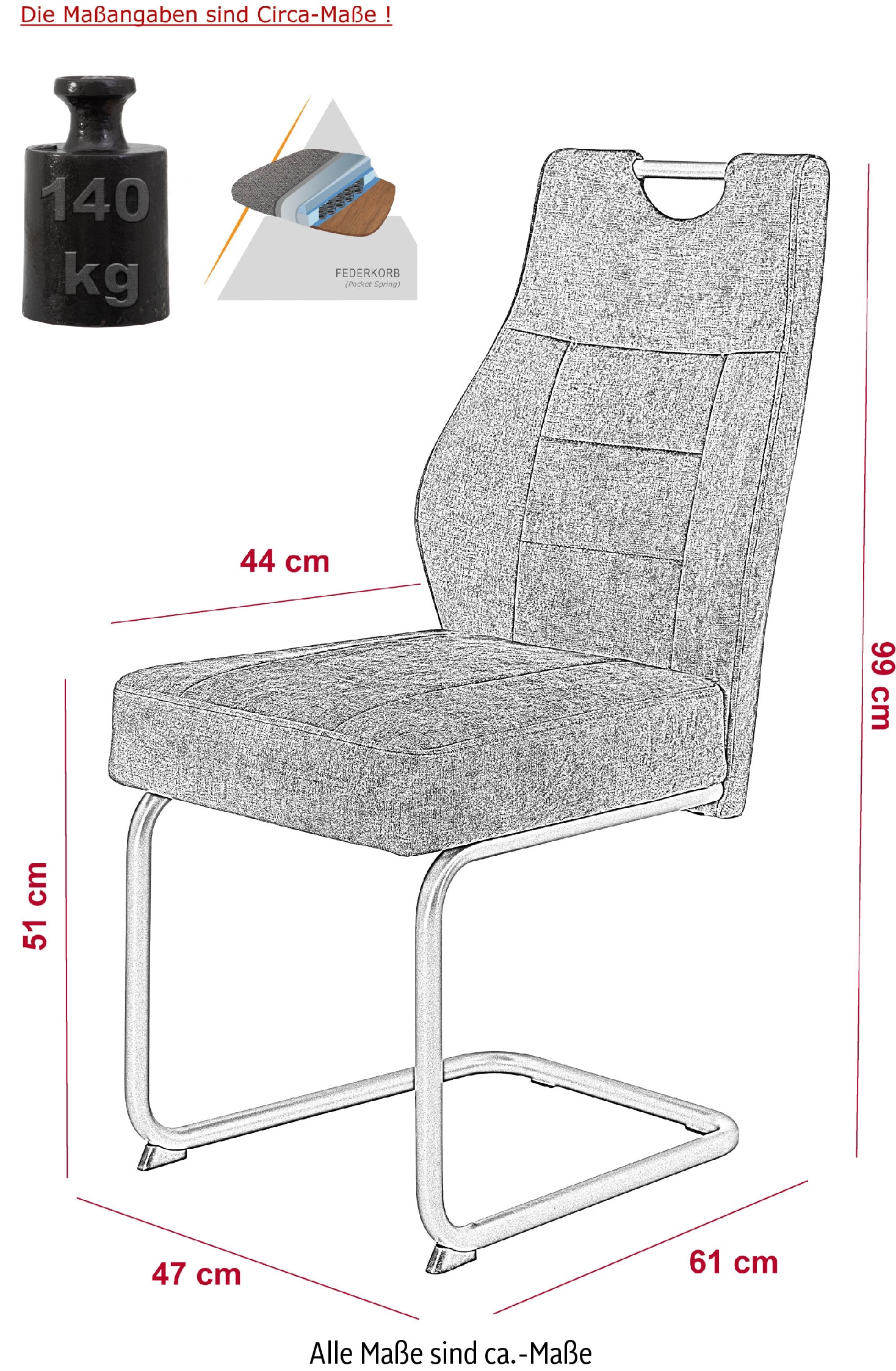 HELA Essgruppe »EMS Tisch 140-180x90 cm ausziehbar, Esstisch inkl. 4 Stühle«, (Set, 5 tlg., 5tlg. Set, Esstisch plus 4 Esszimmerstühle), Ausziehtisch Freischwinger, Stuhl mit Federkern, Bestseller