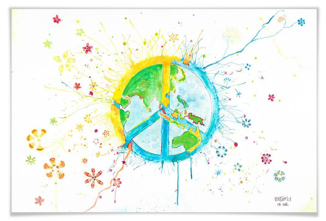 Wall-Art Poster »Peace«, Peace-Zeichen, (1 St.), Poster, Wandbild, Bild, Wandposter