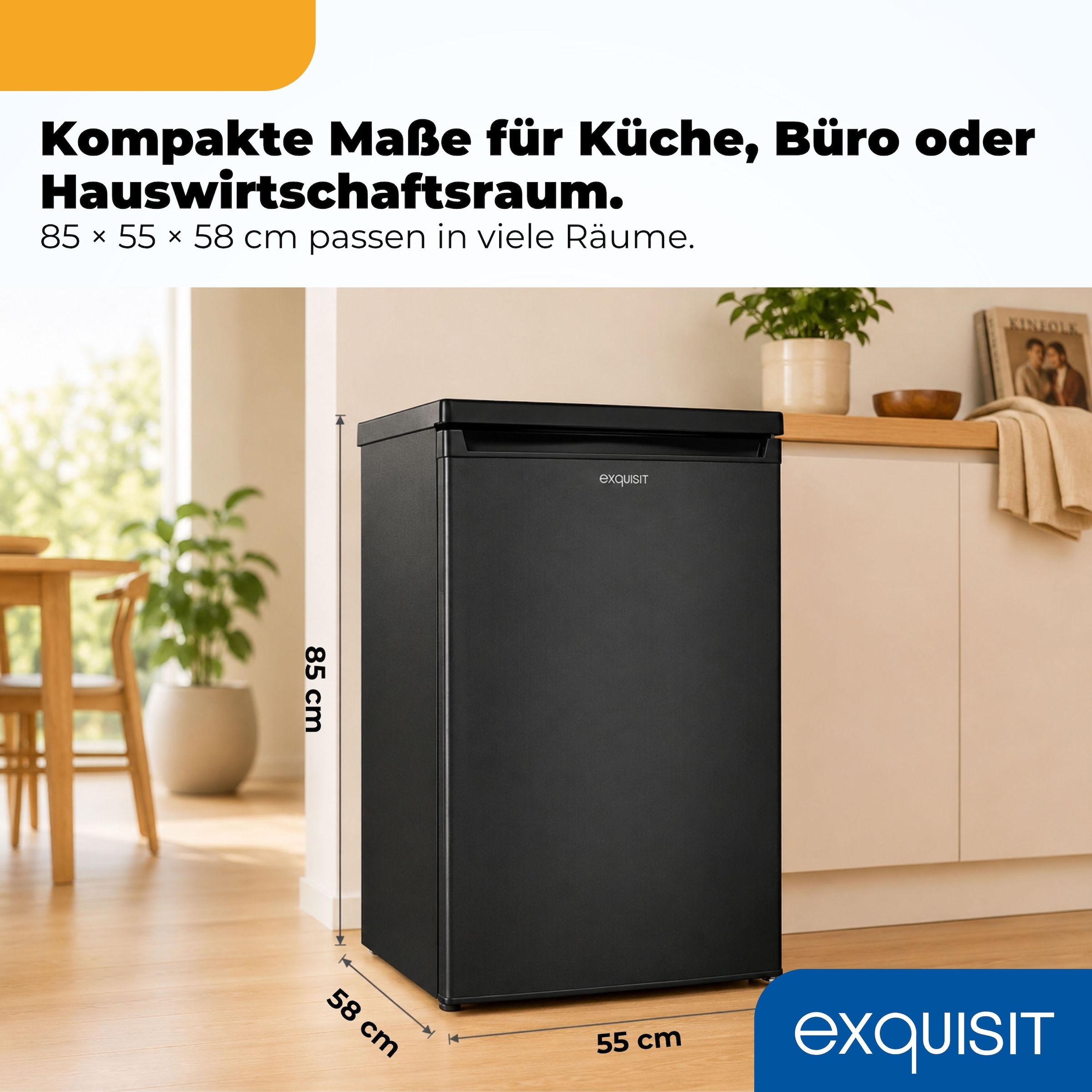 exquisit Kühlschrank »KS16-V-040C inoxlook-az« 85 cm hoch 55 cm breit Helles LED-Licht für optimale Innenraumbeleuchtung