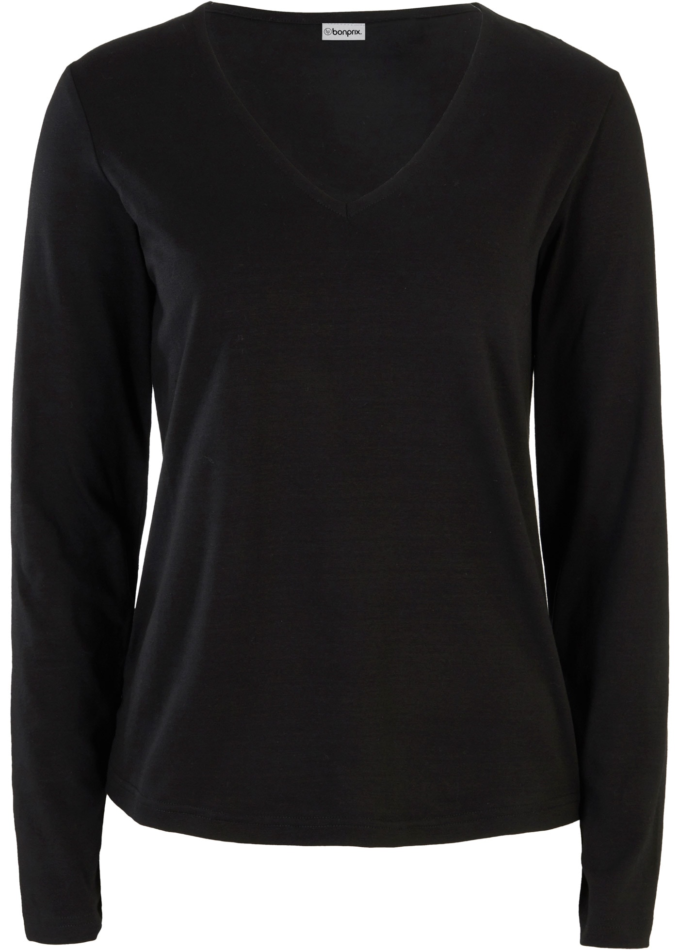 bonprix Langarmshirt schmal geschnittene Passform, V-Ausschnitt