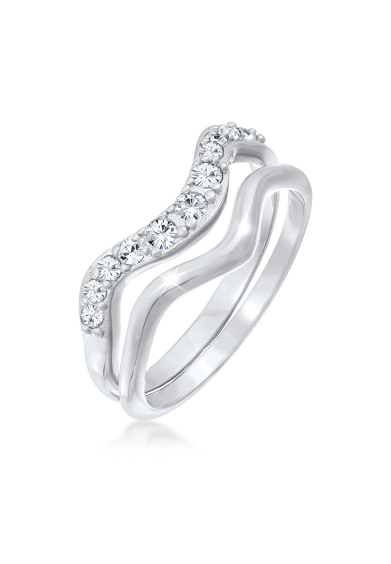 Elli Ring-Set »Ring Stapelringe Swing (2-tlg.) 925 Silber, mit Kristallen von Swarovski®«