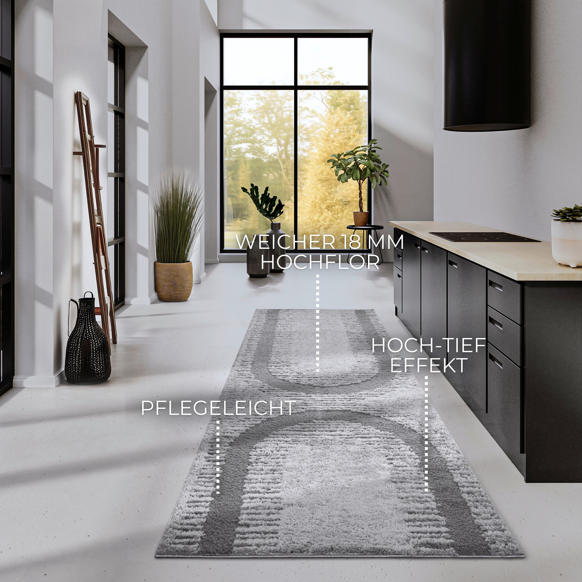 ELLE DECORATION Designteppich »Bartoux«, rechteckig, 18 mm Höhe, Hochflor, Shaggy, Läufer, weich, Langflor, modern, Hoch Tief Effekt