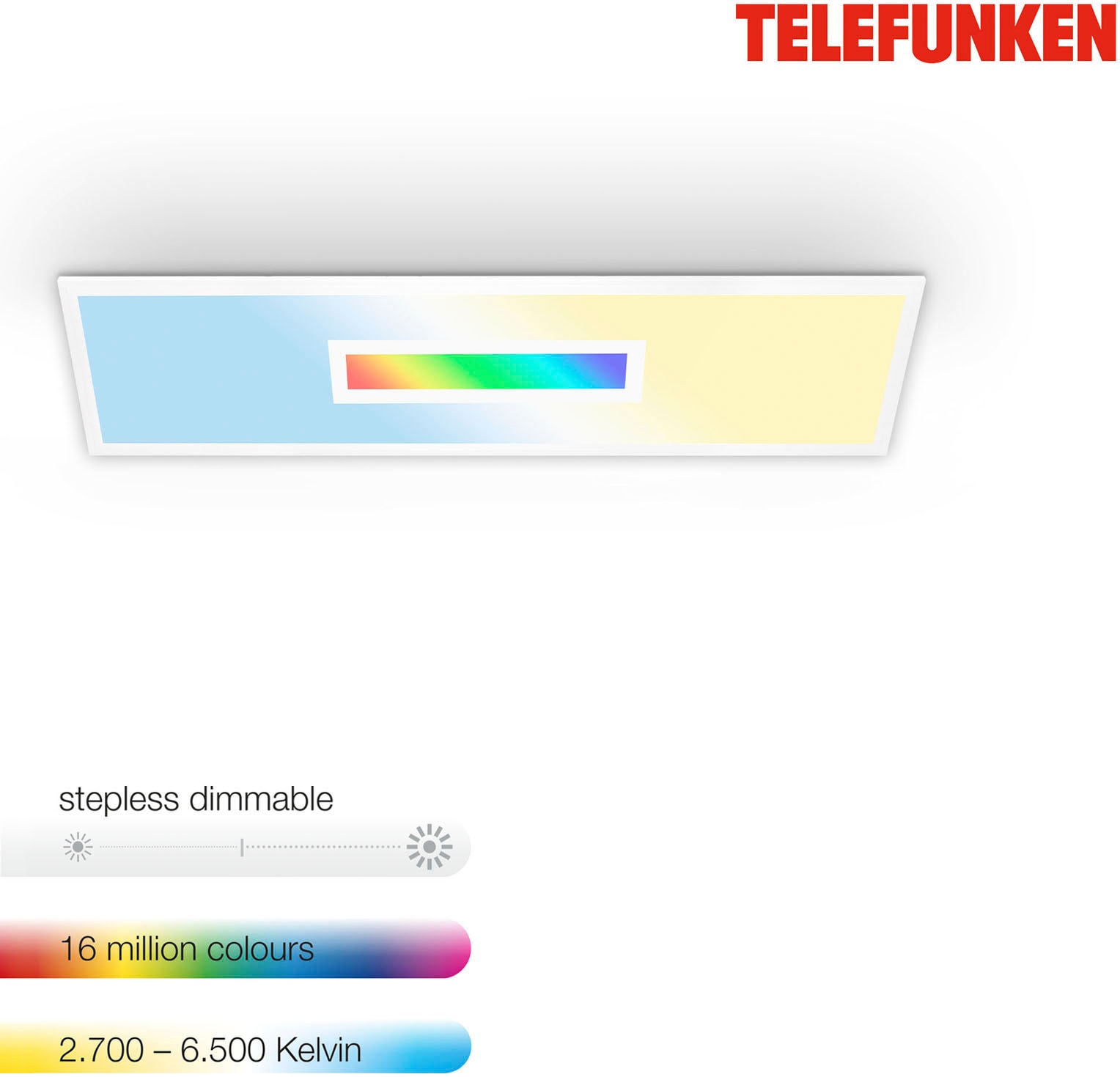 Telefunken LED Panel »319206TF CENTERLIGHT«, Leuchtmittel LED-Board | LED fest integriert, Deckenleuchte, Panel, CCT, RGB Beleuchtung, Centerlight