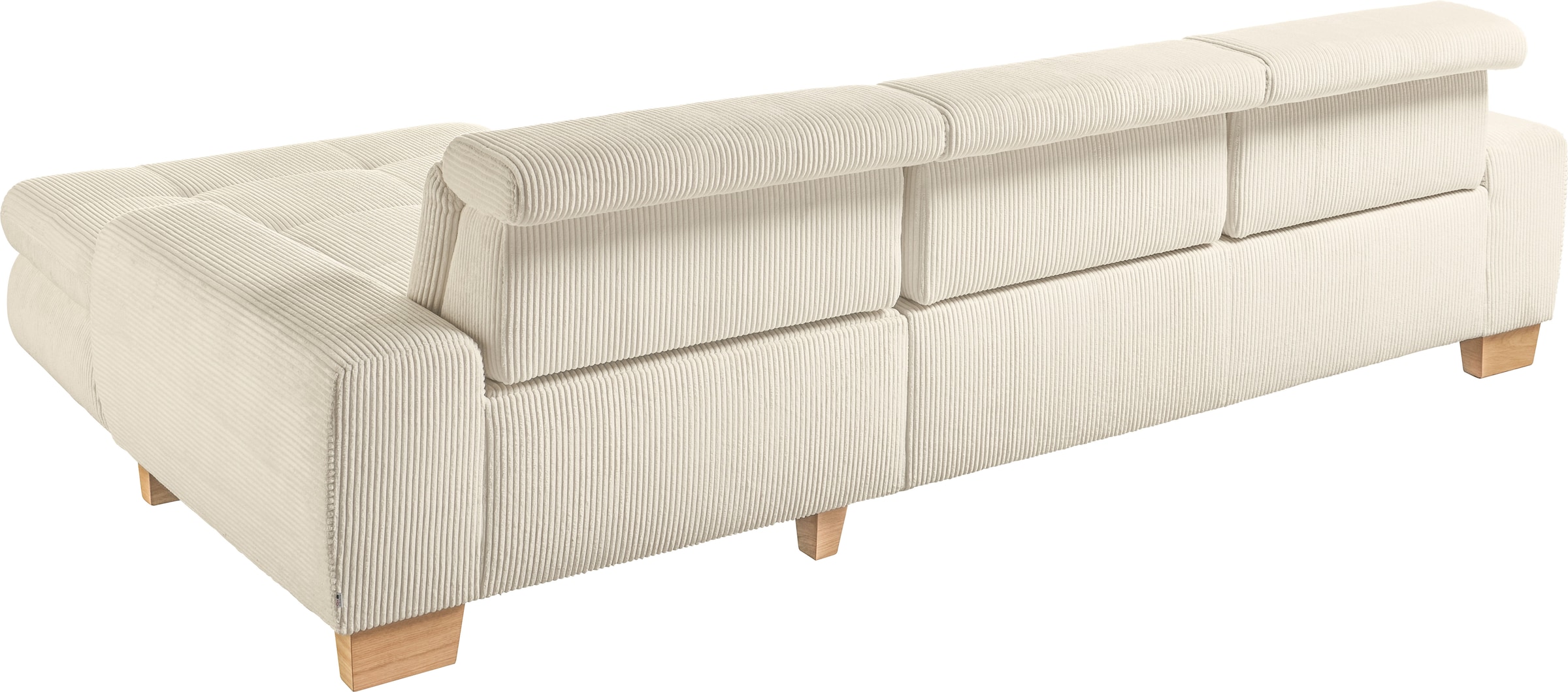 set one by Musterring Ecksofa »SO 3400 Sitzhöhe 47cm oder 49cm, Sitztiefe verstellbar, B/T: 307/195cm« whlw. mit Funktion, Kaltschaum, in Cord, natur, Sitzhöhe 47