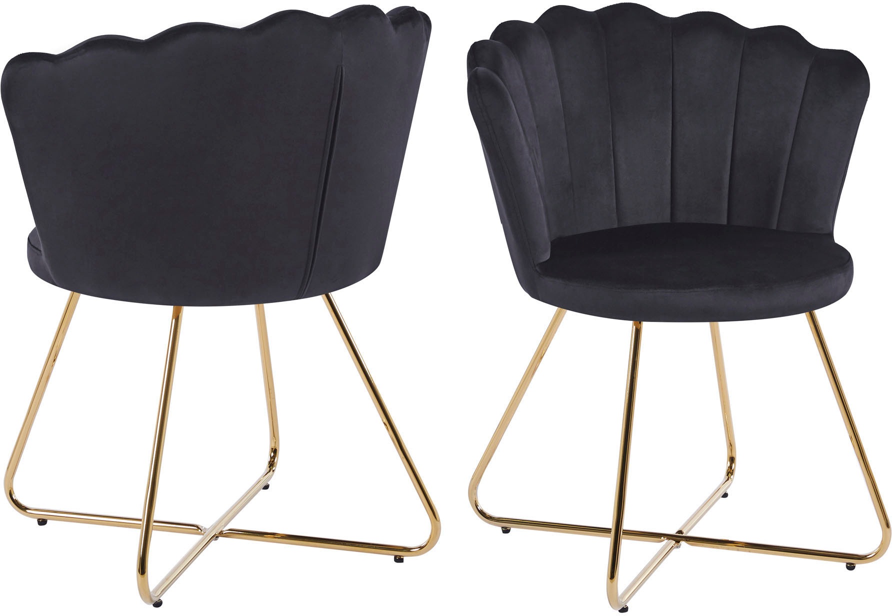 SalesFever Polsterstuhl »Komfortabler Stuhl im eleganten Design«, (Set), 2 St., Samt, Muschel-Design