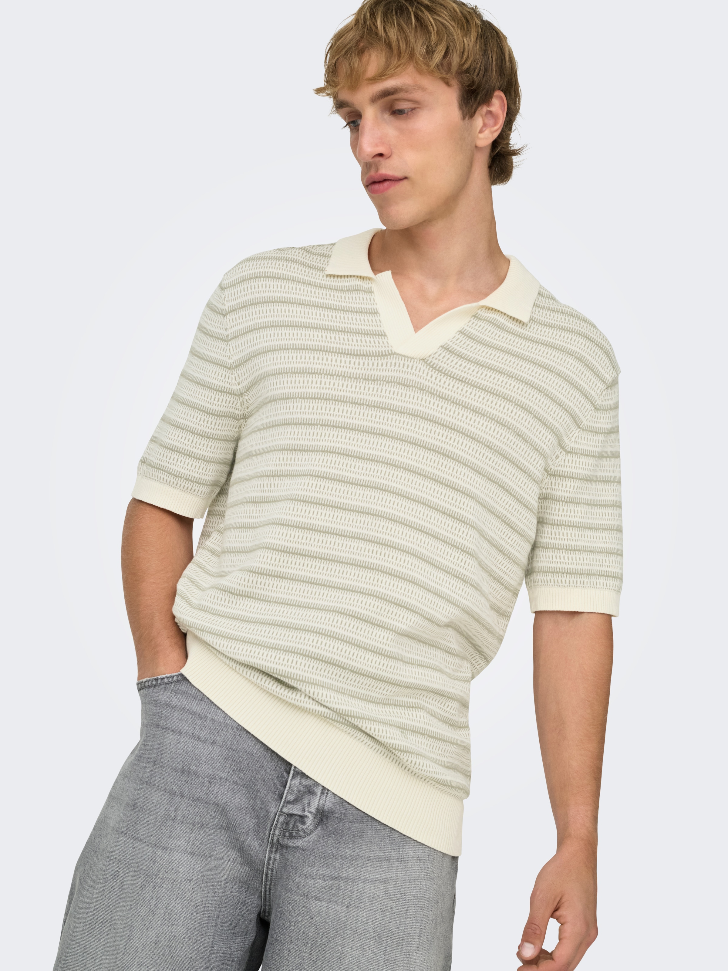 ONLY & SONS Polokragenpullover »ONSTILO REG SS SPLIT NECK KNIT NOOS« Baumwolle, regular fit