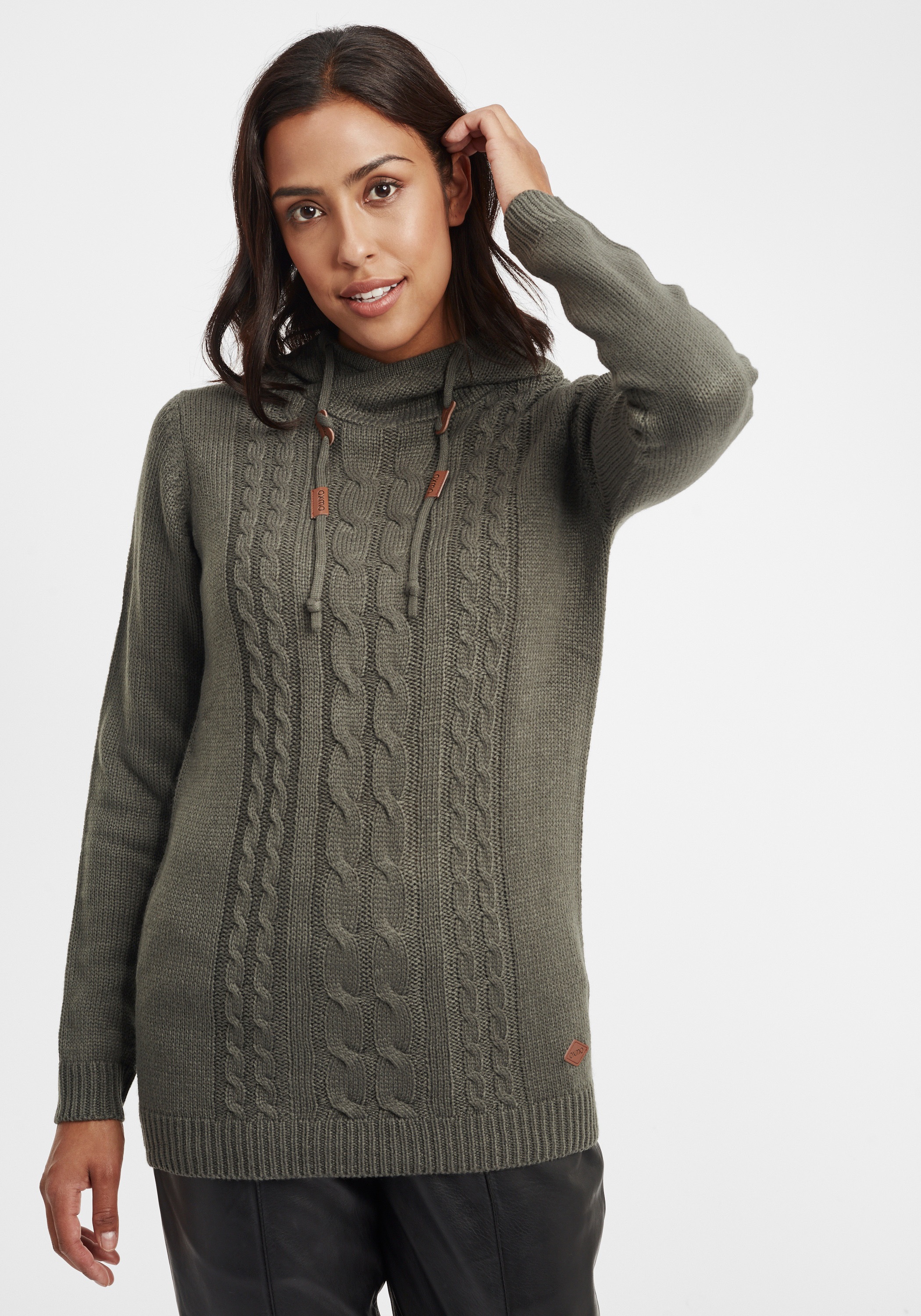 OXMO Strickpullover »Cable«, Strickpulli lang geschnitten