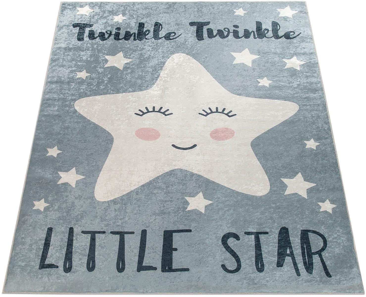 Paco Home Kinderteppich »Aleyna 105«, rechteckig, 6 mm Höhe, Kinder Design, niedliches Stern Motiv mit Print