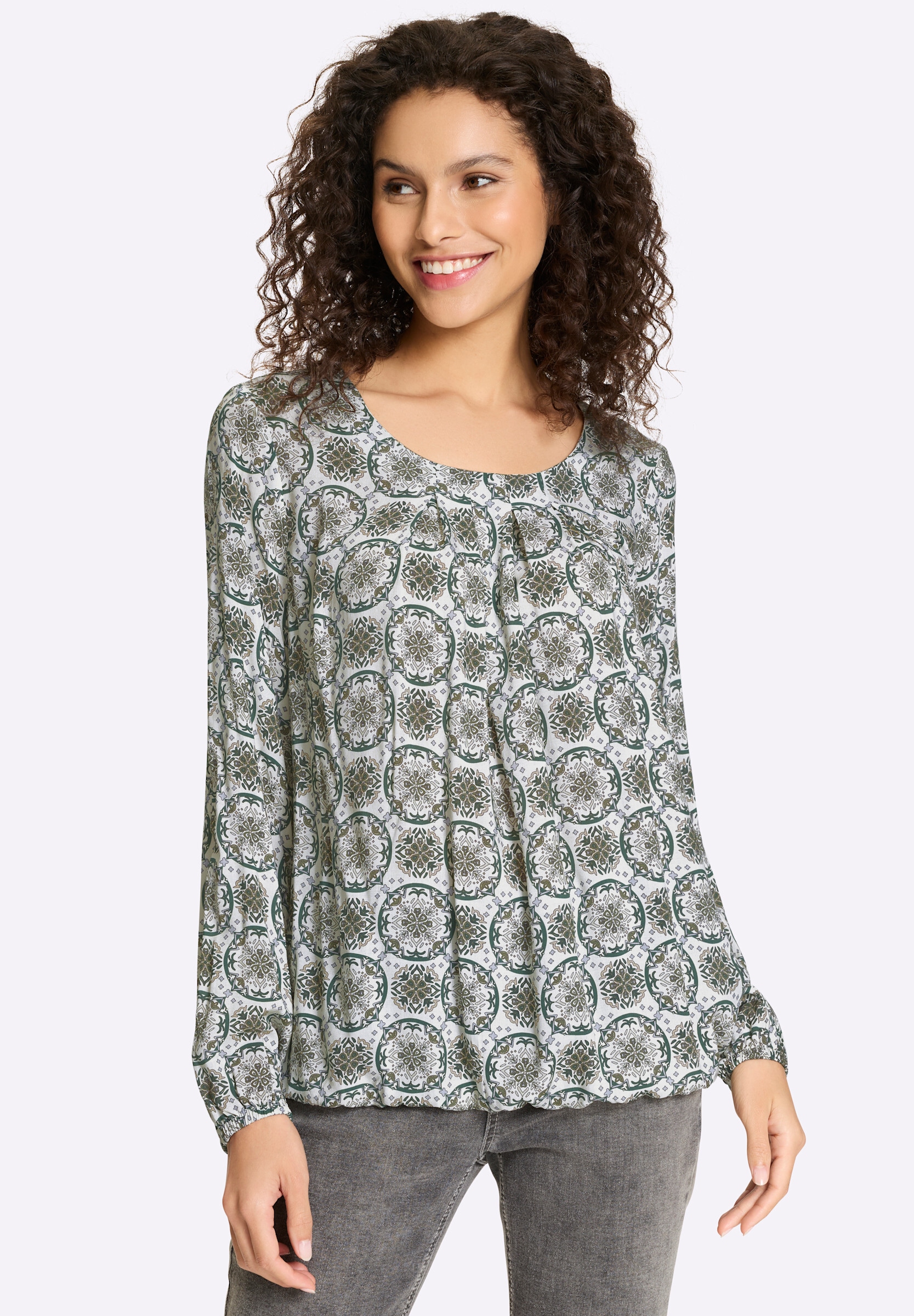 heine Schlupfbluse »Druck-Bluse Druckbluse mit Faltenpartie«