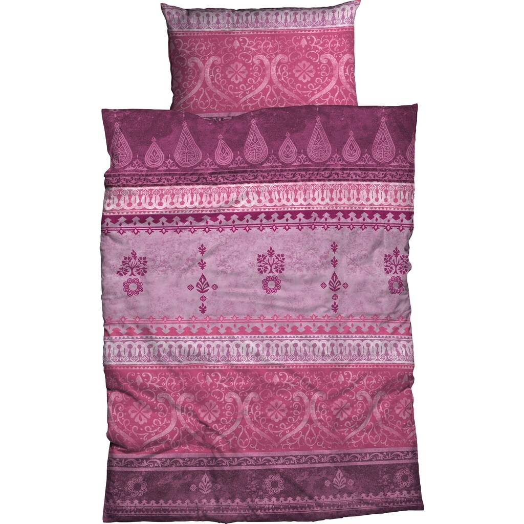 CASATEX Bettwäsche »Indi mit modernen Ornamenten, aus 100% Baumwolle, in Satin oder Biber Qualität, Bett- und Kopfkissenbezug mit Reißverschluss, pflegeleicht, Bettwäsche-Set STANDARD 100 by OEKO-TEX® zertifiziert«, (2 tlg.)