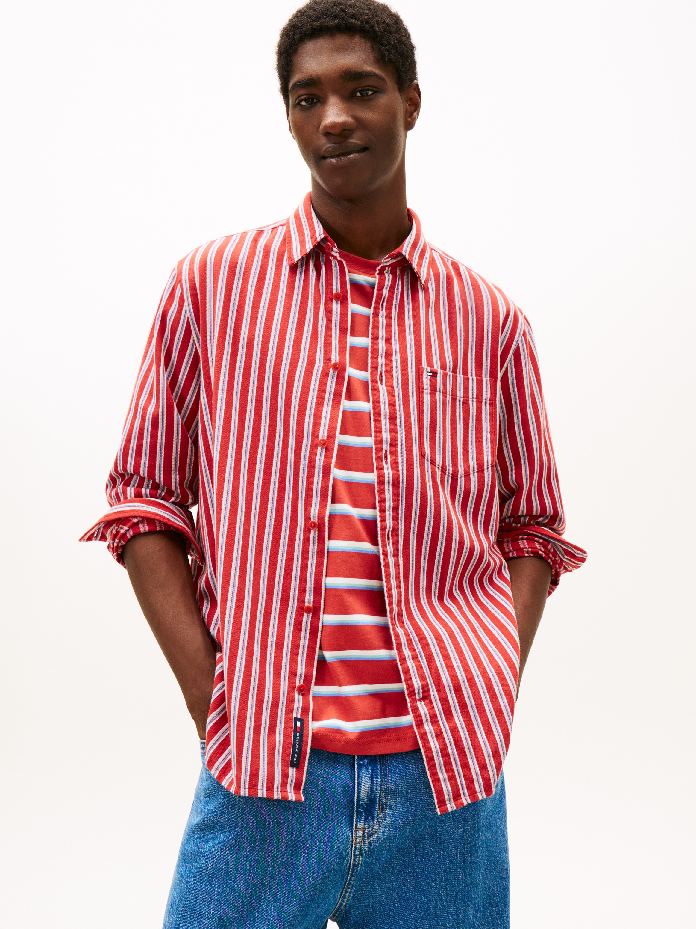Tommy Jeans Langarmhemd »TJM STRIPE TWILL« gestreift, relaxed fit,