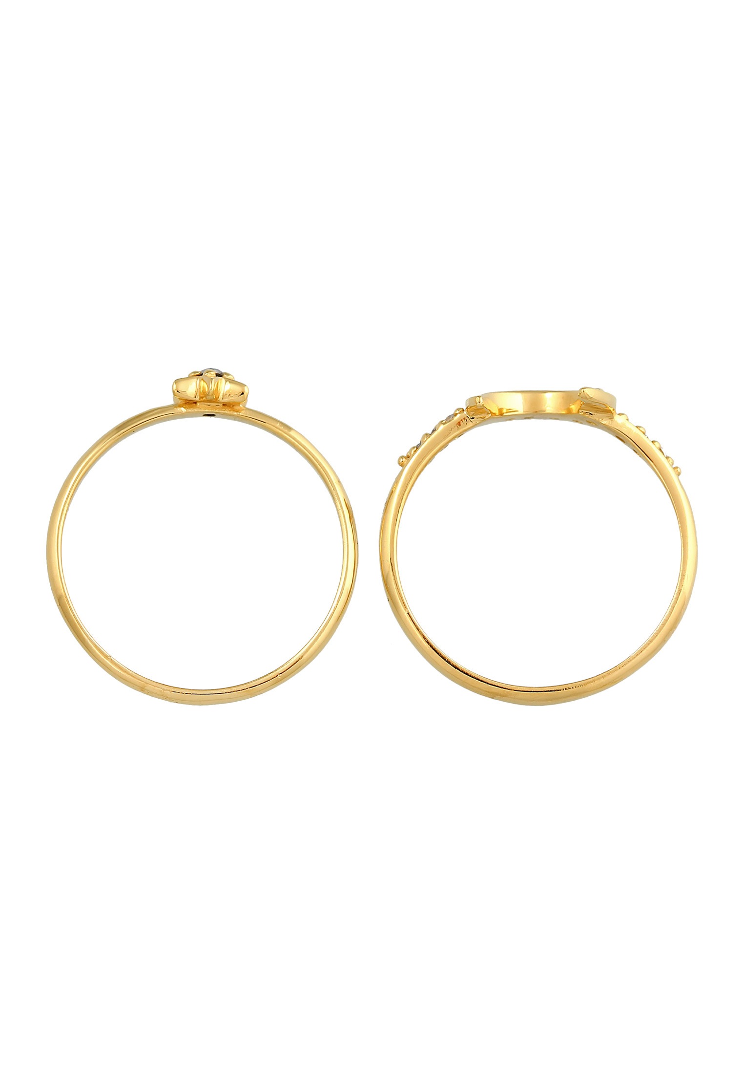 Elli Ring-Set »Ring Stern Mond Zirkonia Stapelring 2er Set 925 Silber«