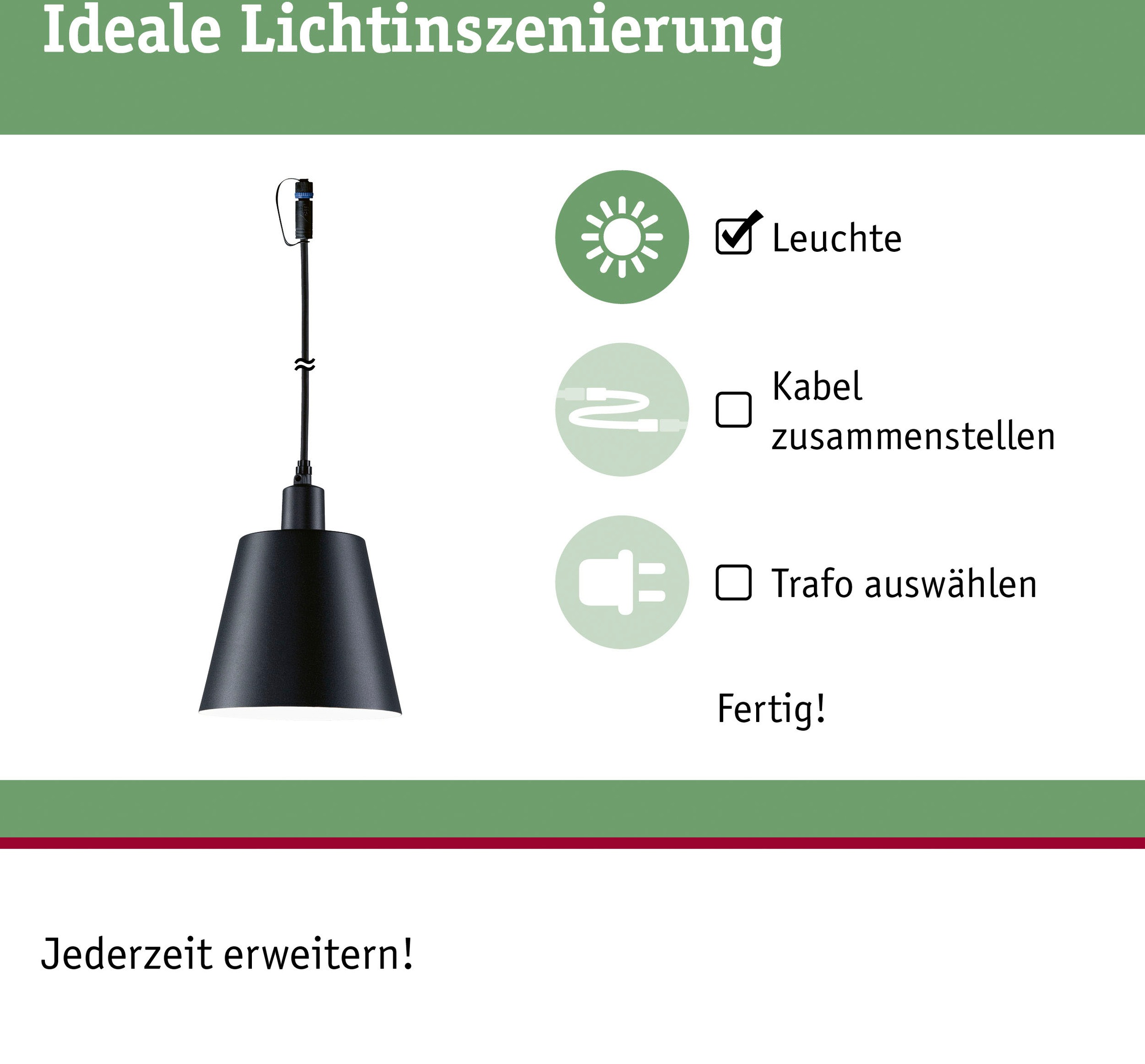 Paulmann LED Pendelleuchte »Outdoor Plug & Shine Kofia E14 24V 3000K 2W«, 1 flammig, Leuchtmittel E14 | LED fest integriert, E14, IP44, warmweiß