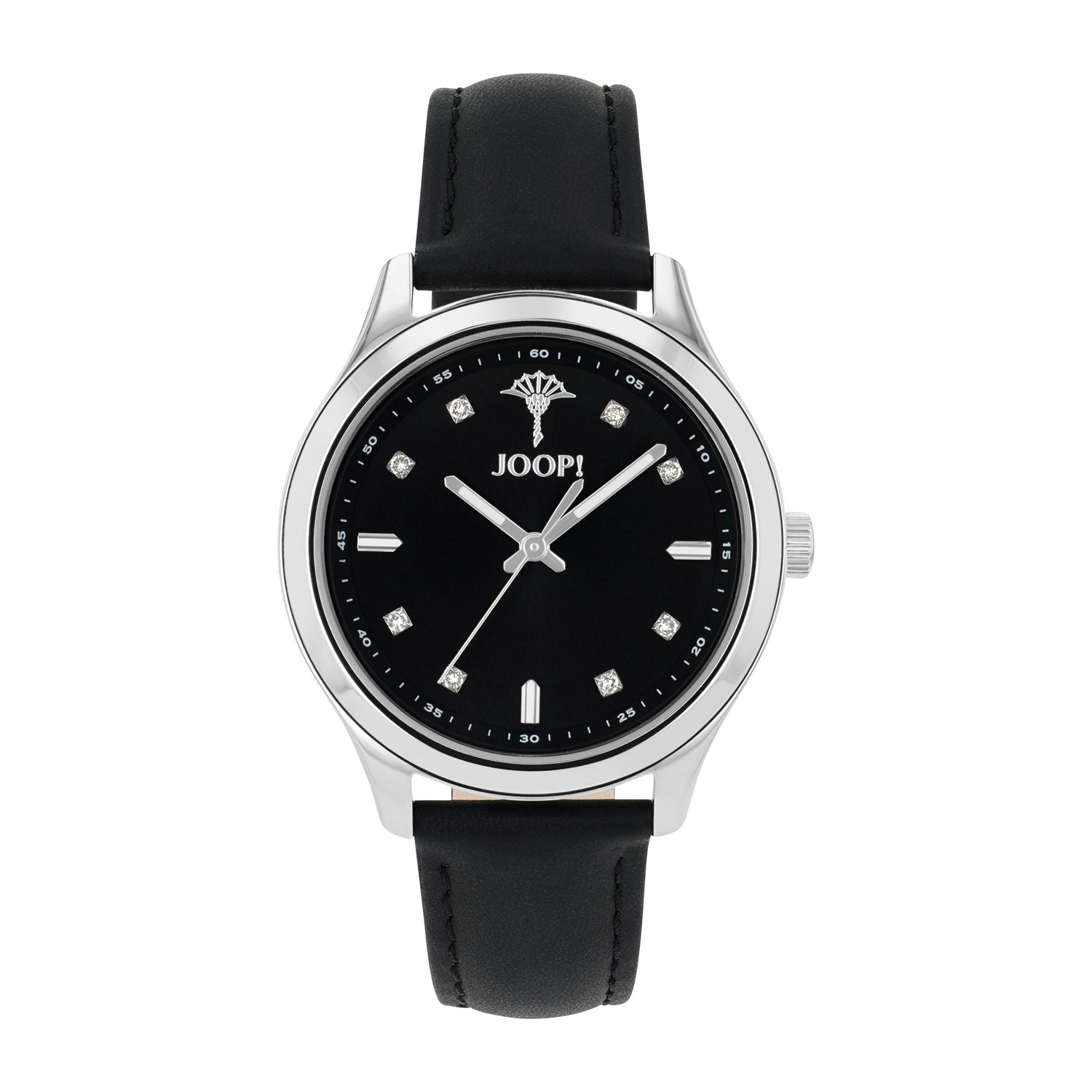 JOOP! Quarzuhr Armbanduhr, Damenuhr, Lederarmband, analog, Kristallsteine