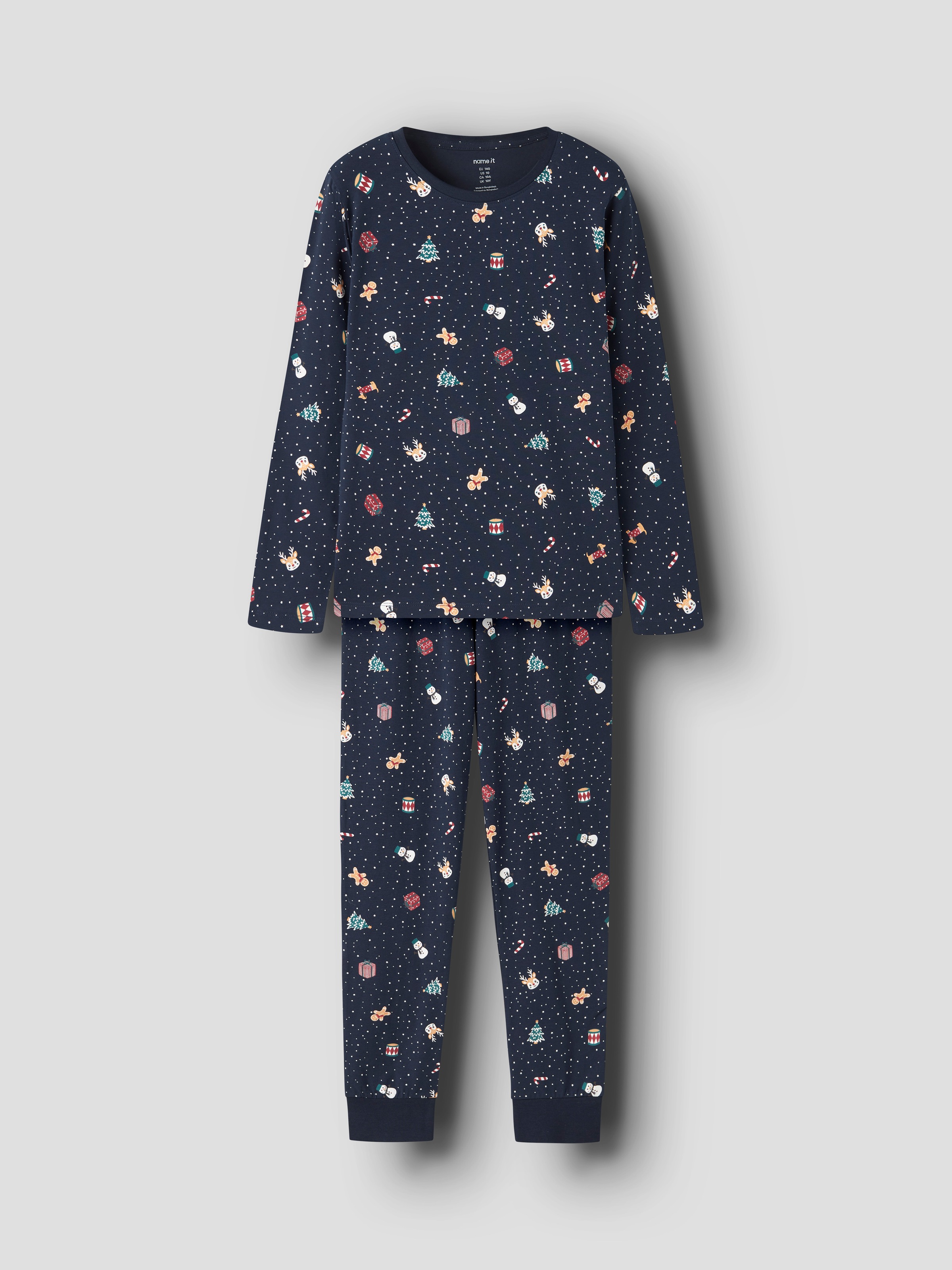 Name It Schlafanzug »NKNVISMAS LS NIGHTSET« Weihnachten, Baumwollmischung