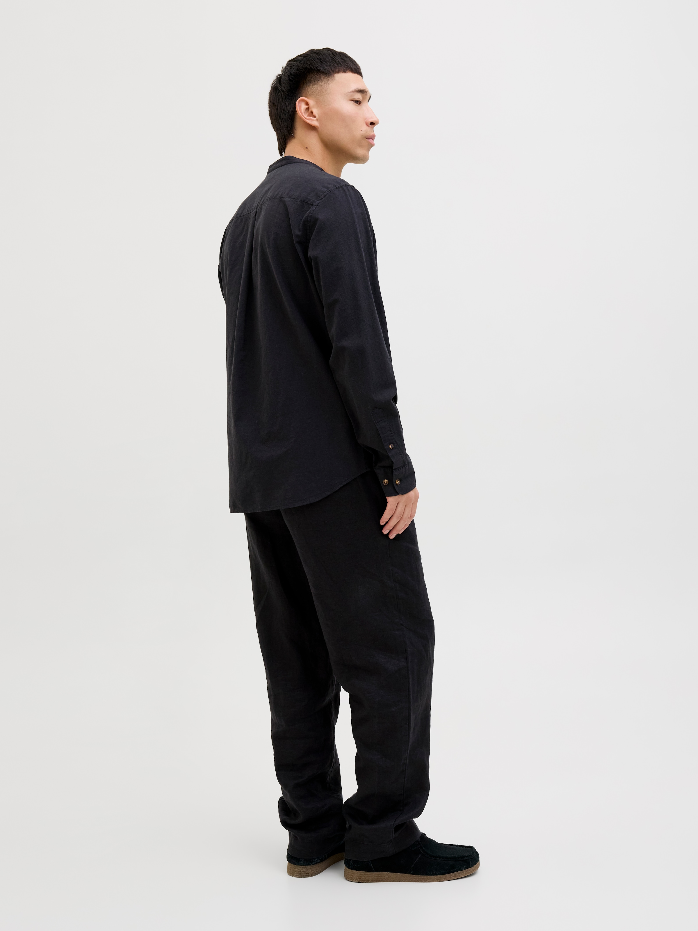Jack & Jones Langarmhemd »JJESUMMER HALF PLACKET SHIRT LS SN«, mit Bandkragen
