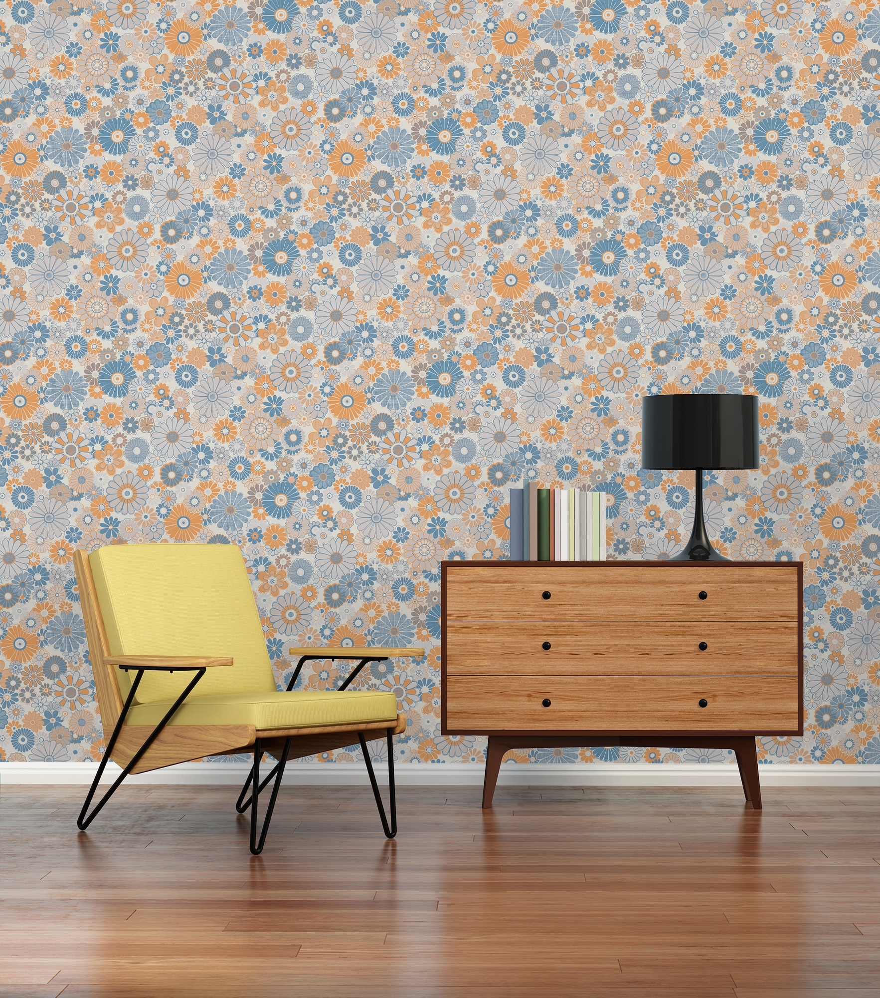 A.S. Création »Retro Chic florale Tapete Mustertapete Retro Blumen« matt strukturiert Vintage Vliestapete für Schlafzimmer Küche Wohnzimmer Floral Design