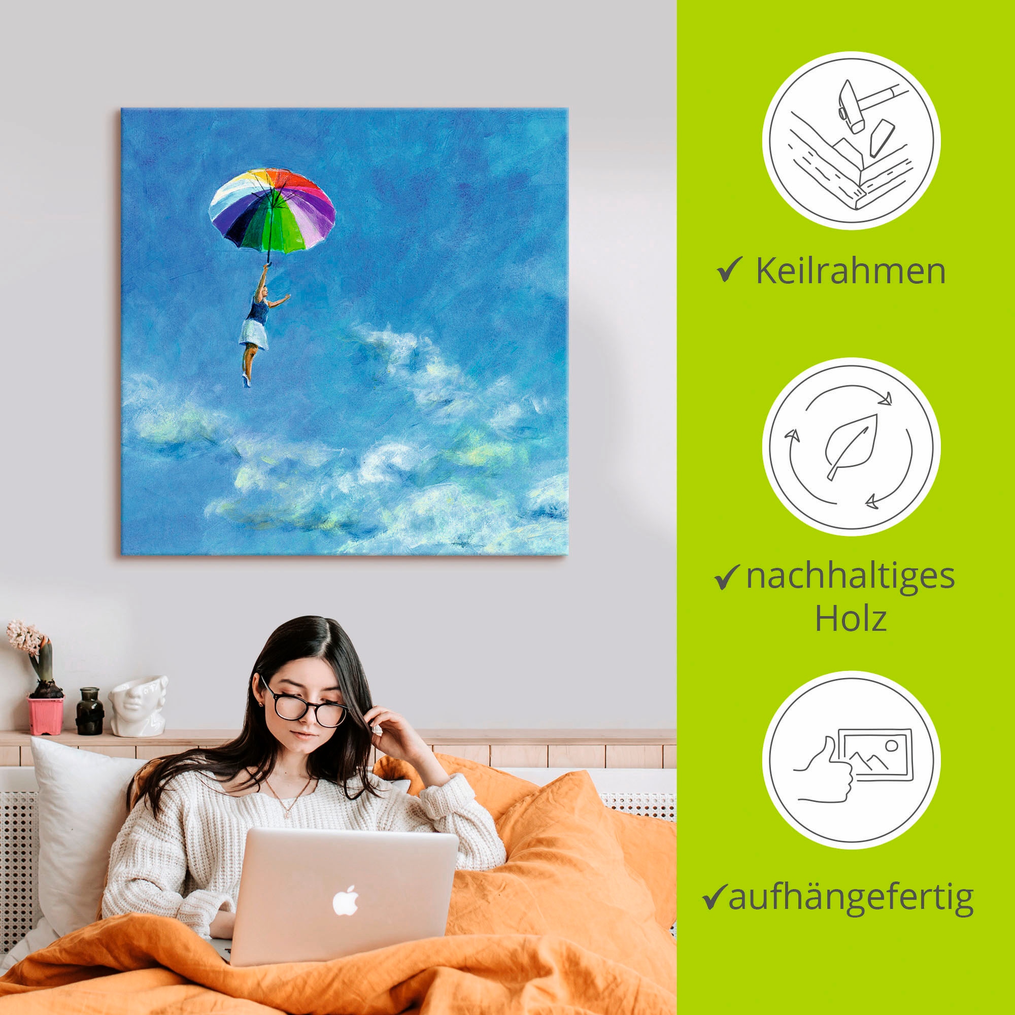 Artland Leinwandbild »Das Leben leben« Frau 1 Stk. tlg. auf Holzrahmen gespannt