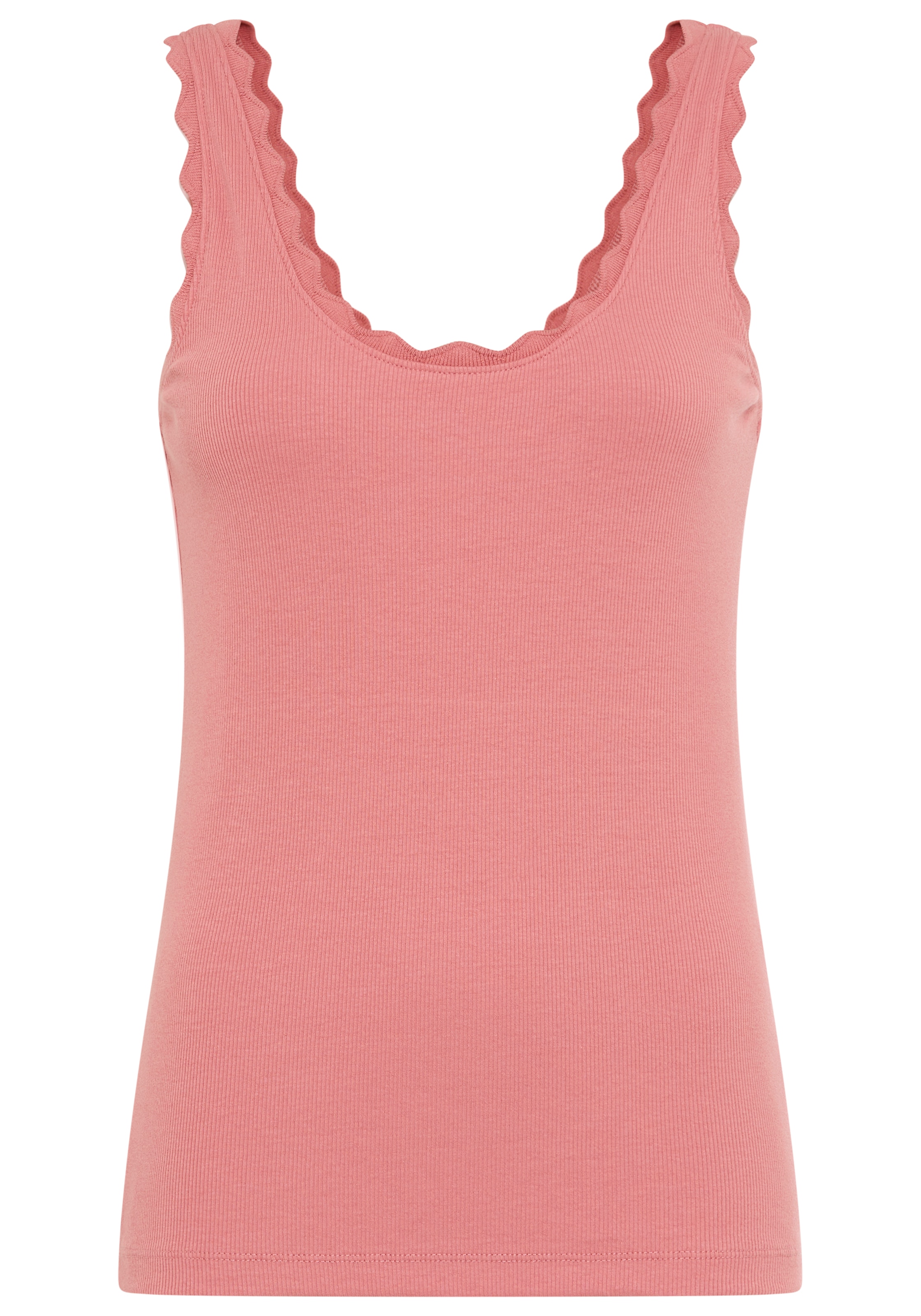 Laura Scott Tanktop tiefer Rundhalsausschnitt und Bogenkante, aus Baumwolle und Elasthan