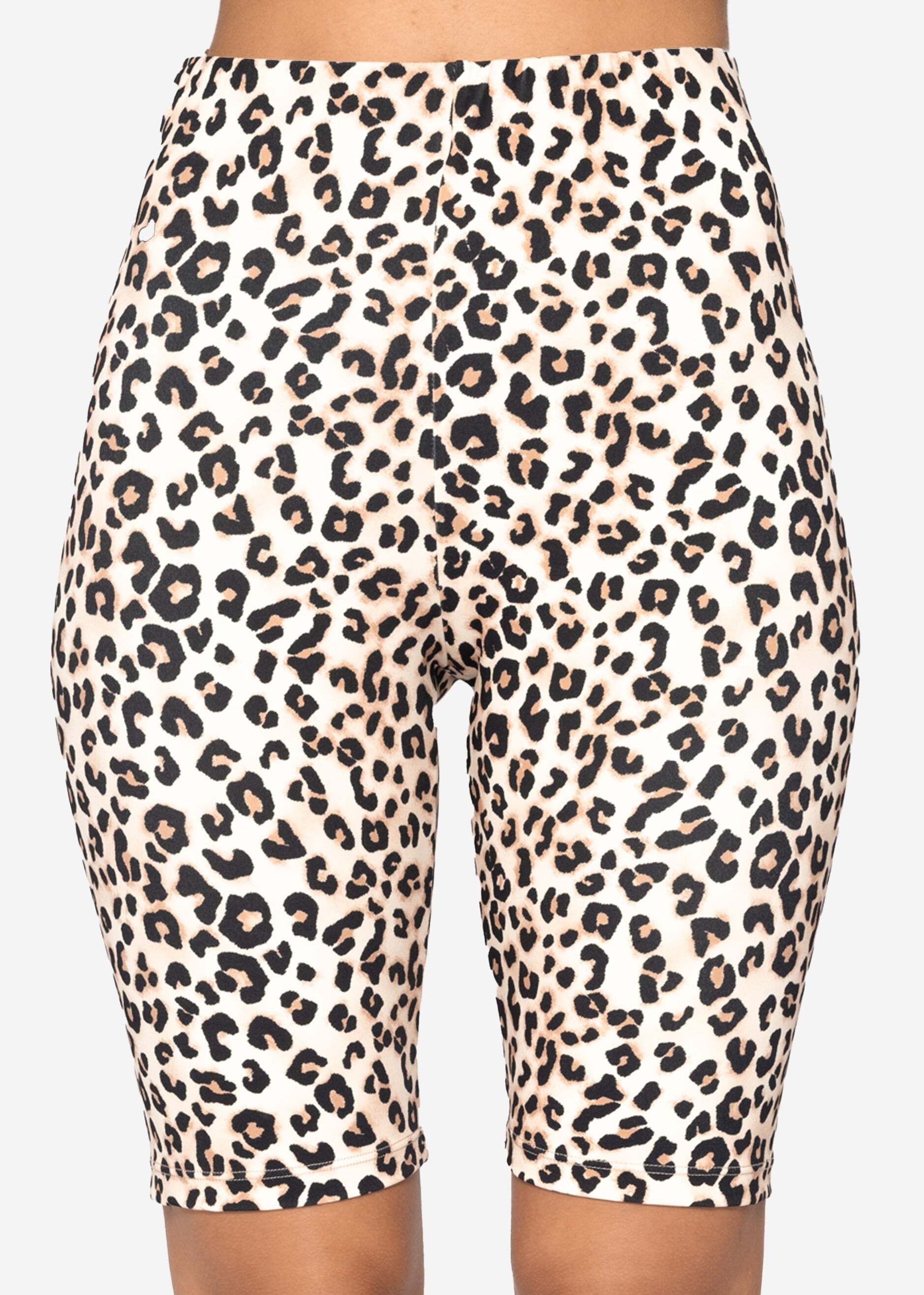 SASSYCLASSY Leggings »Sport Radler Hose mit Leo-Print«  Komfortable Leggings mit breitem Bund aus elastischem Material