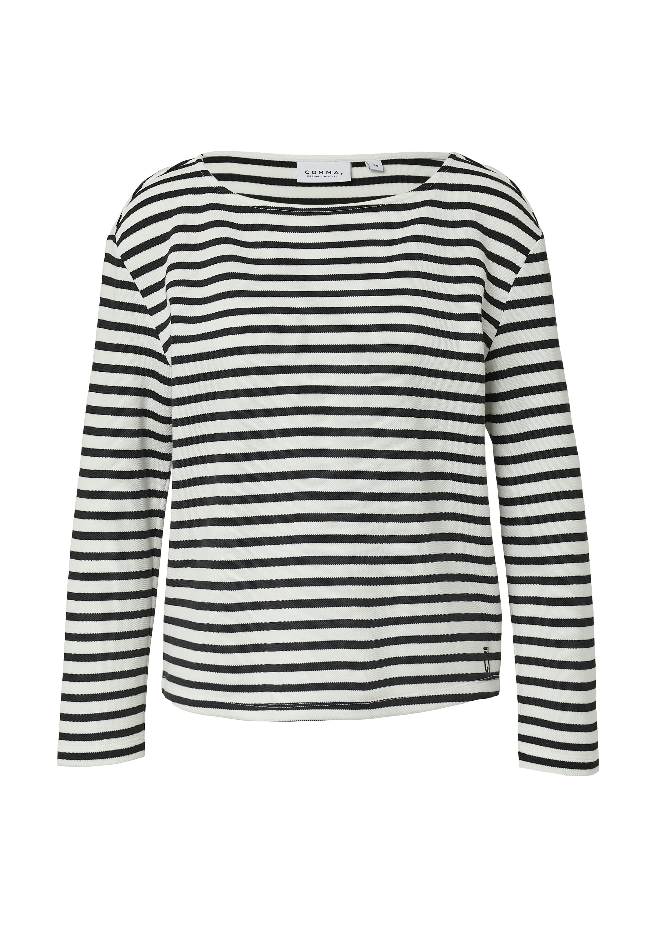 comma casual identity Sweatshirt »zeitloses Design mit modernem U-Boot-Ausschnitt«, gestreift, casual, bequem, U-Boot-Ausschnitt, mit Modal