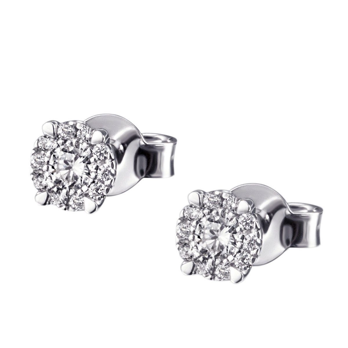 goldmaid Paar Ohrstecker 585 Weißgold 22 Brillanten P2/H 0,16 ct.