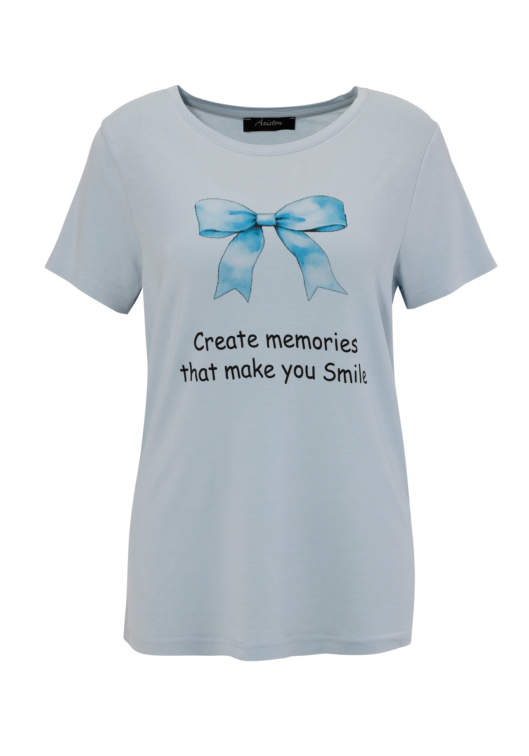 Aniston CASUAL T-Shirt, mit Schleife und Schriftzug bedruckt