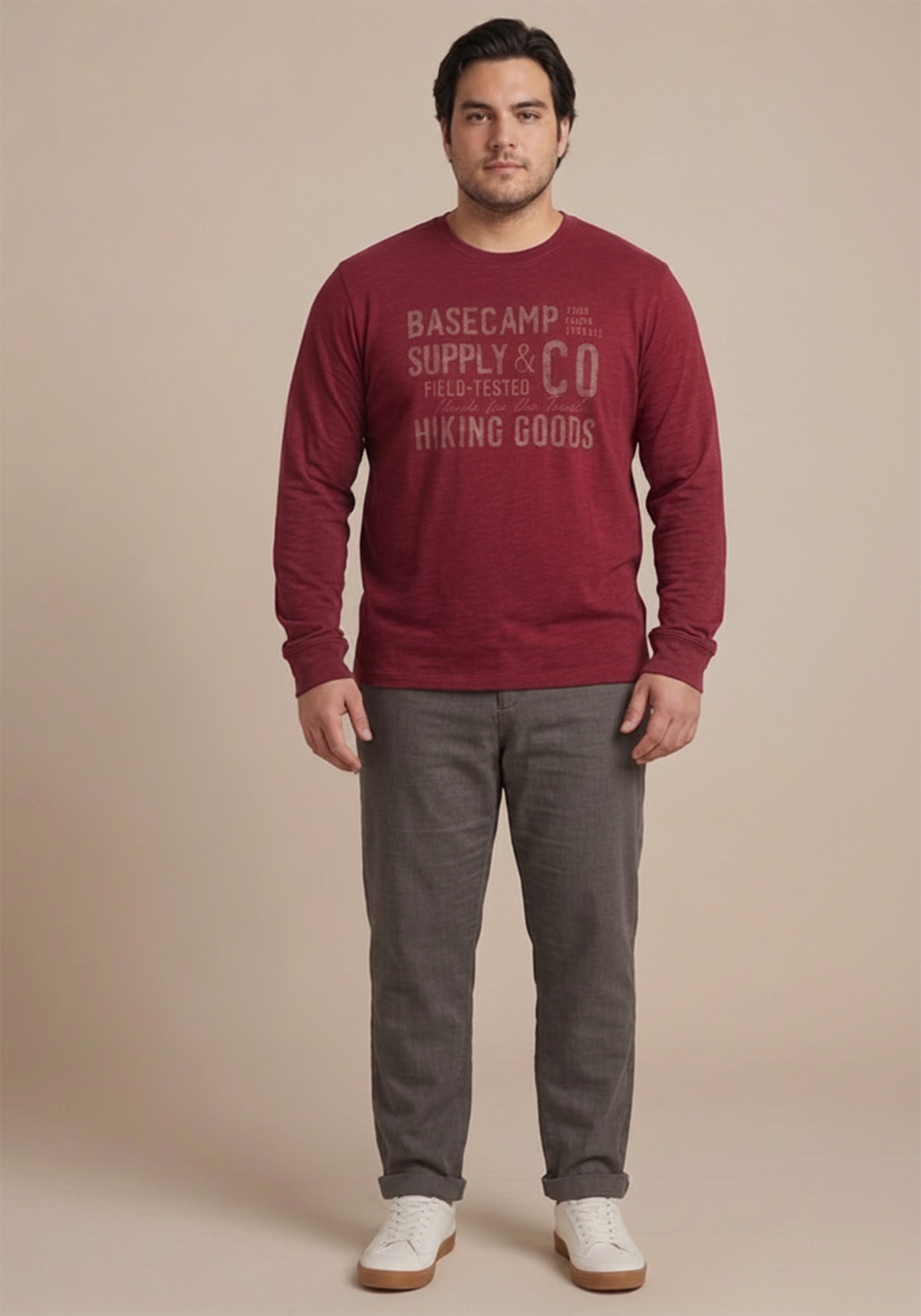 Man's World Plus Rundhalsshirt »auch in Grosse Größen bis Gr. 7XL« Regular Fit, Langarm, bedruckte Optik, für Casualmode