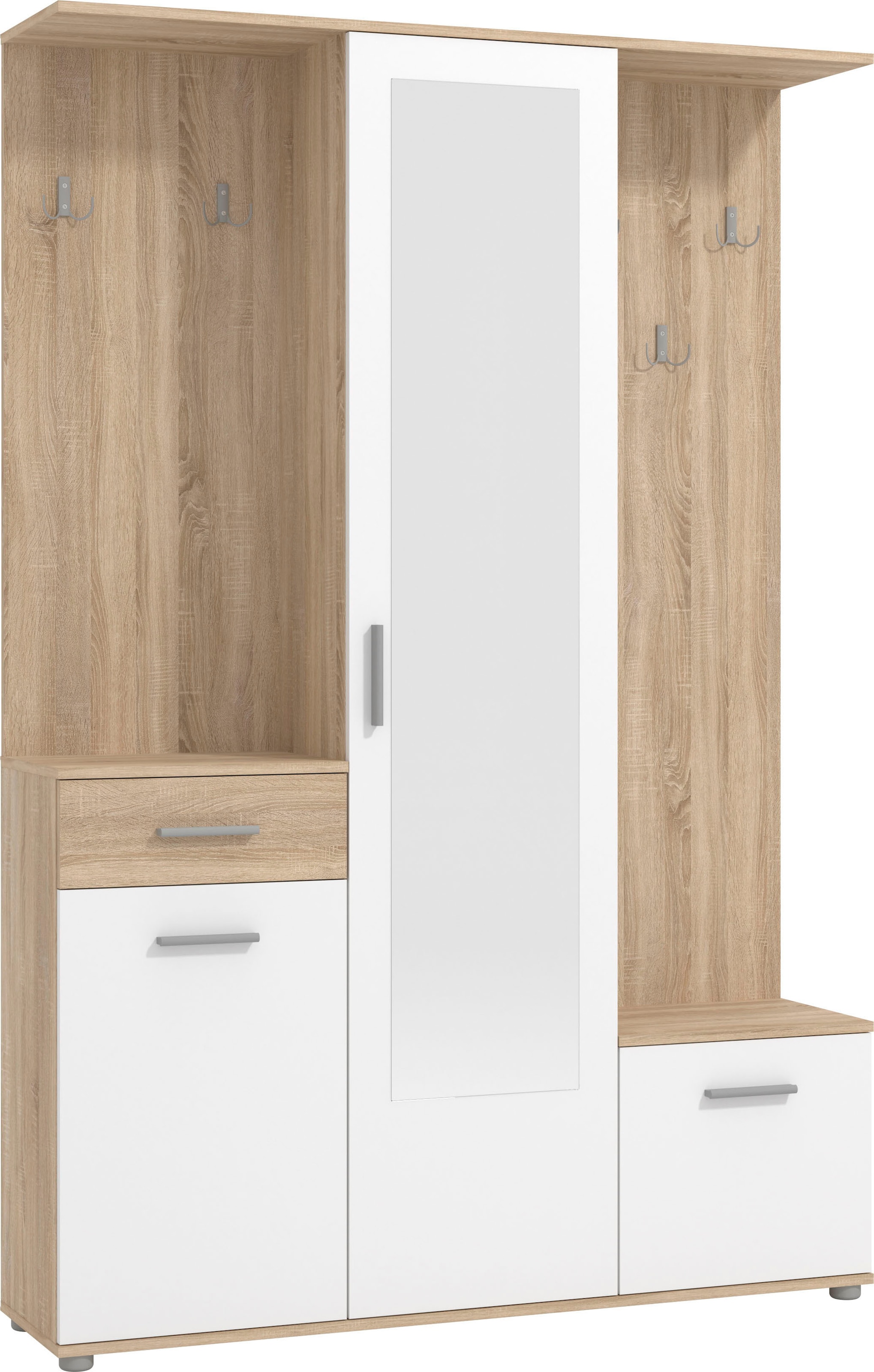 INOSIGN Kompaktgarderobe »Martin Flurgarderobe, Dielenschrank, Flurmöbel, Breite 134 cm«, Schuhschrank, mit Spiegel, in modernen Farben, mit 10 Haken