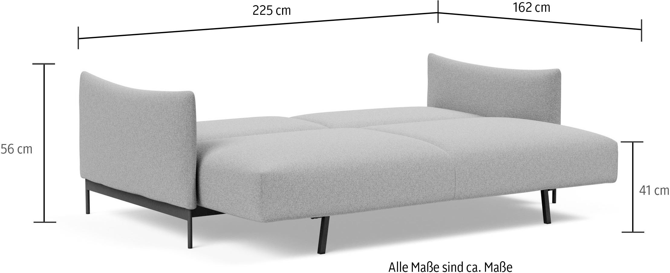 INNOVATION LIVING ™ Schlafsofa »MALLOY innovativ, komfortabel und bequem, modernes Design«, hohe Rückenlehne, schmale Armlehnen, inklusive Bettaufbewahrung