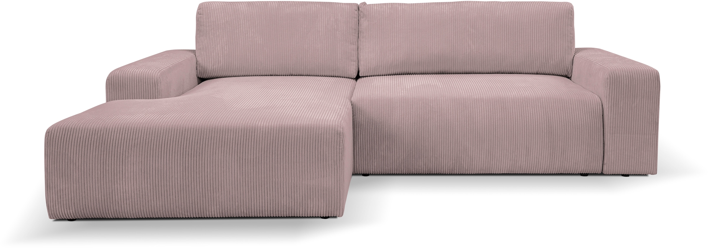 WERK2 Ecksofa »Hugo-L L-Form«, Design Ecksofa in Cord mit Schlaffunktion & Bettkasten