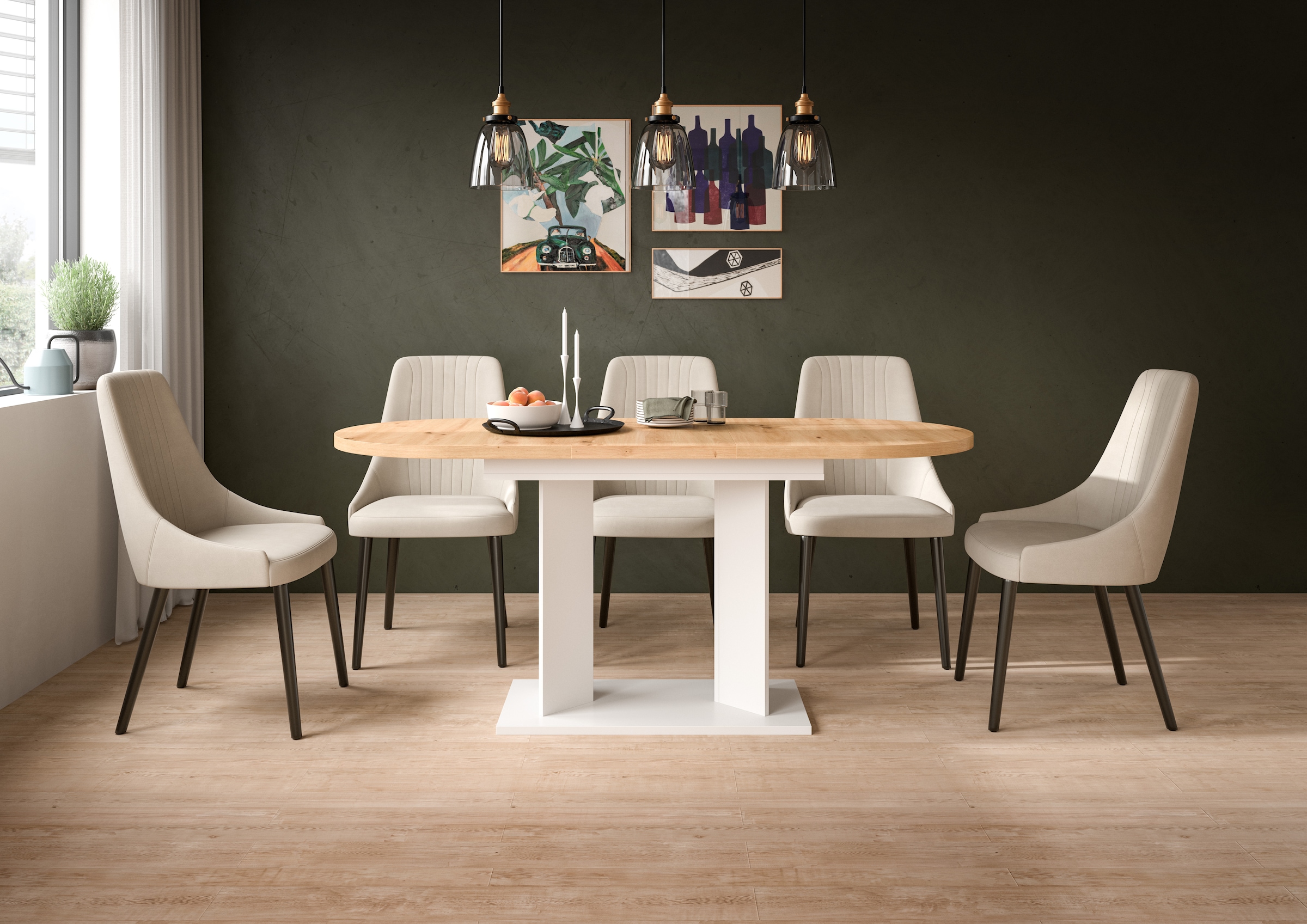 Home affaire Esstisch »GERO, 130-170 cm, ausziehbar, Säulengestell« in verschiedenen Ausführungen erhältlich, 1 Stk. tlg. Tisch, Esstisch, Esszimmer, Esszimmertisch, Küchetisch, Bartisch