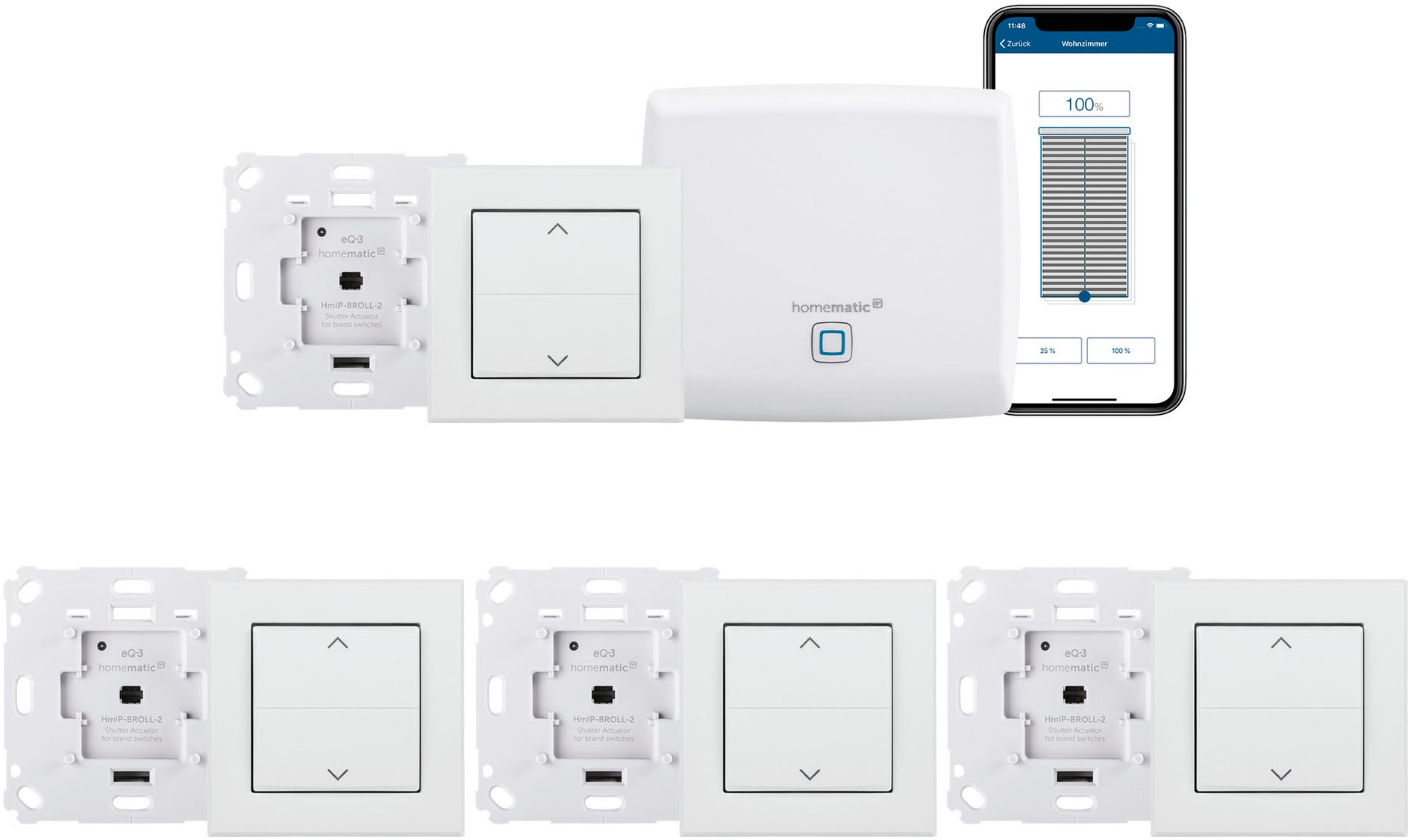 Homematic Ip Smart-Home-Zubehör »Starter Bundle« Smart Home für 4 Rollläden & Markisen in weiß, Größe 0
