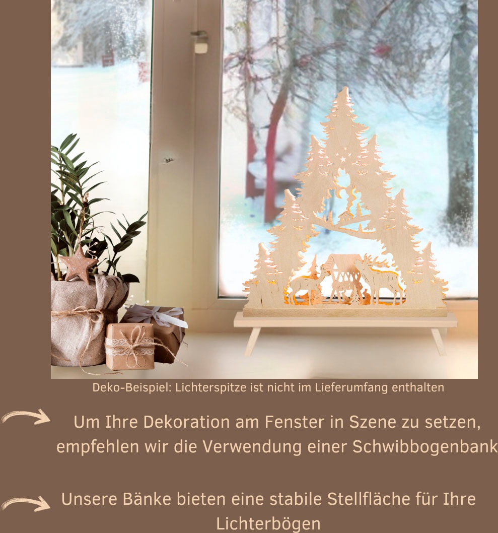 Weigla Schwibbogen-Fensterbank »Weihnachtsdeko«, aus Buchenholz, buche-hell, Höhe ca. 11 cm