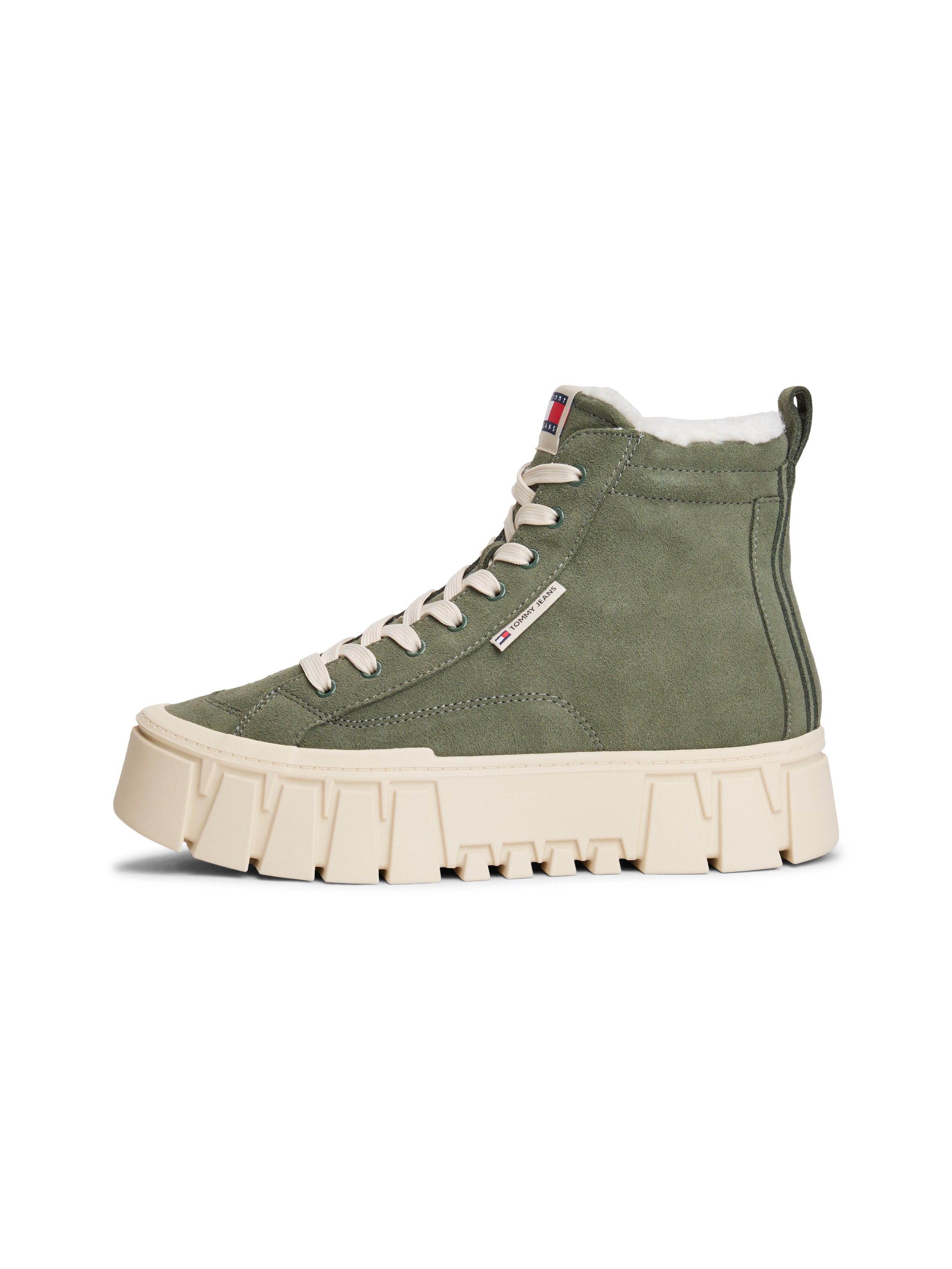 Tommy Jeans Winterboots »TJW VULC FLATFORM SUEDE WL«, Schnürboots, High Top-Sneaker mit markanter Plateausohle