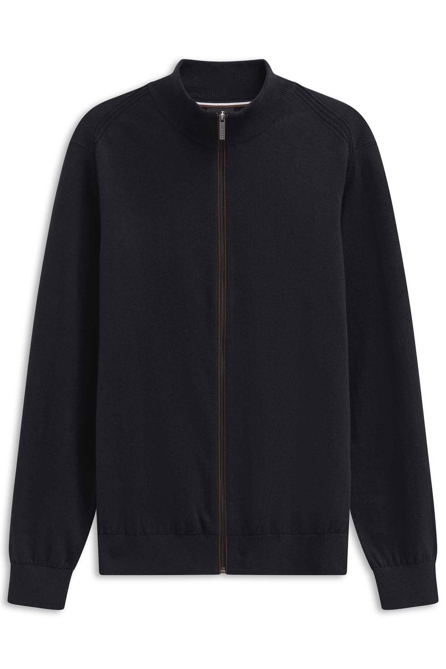bugatti Strickjacke »Regular Fit«, mit Reißverschluss und Stehkragen