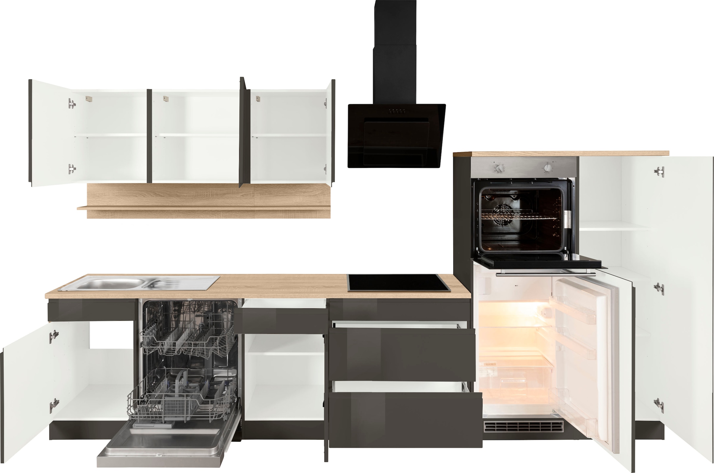 KOCHSTATION Küchenzeile »KS-Virginia« Breite 350 cm, wahlweise mit Induktion