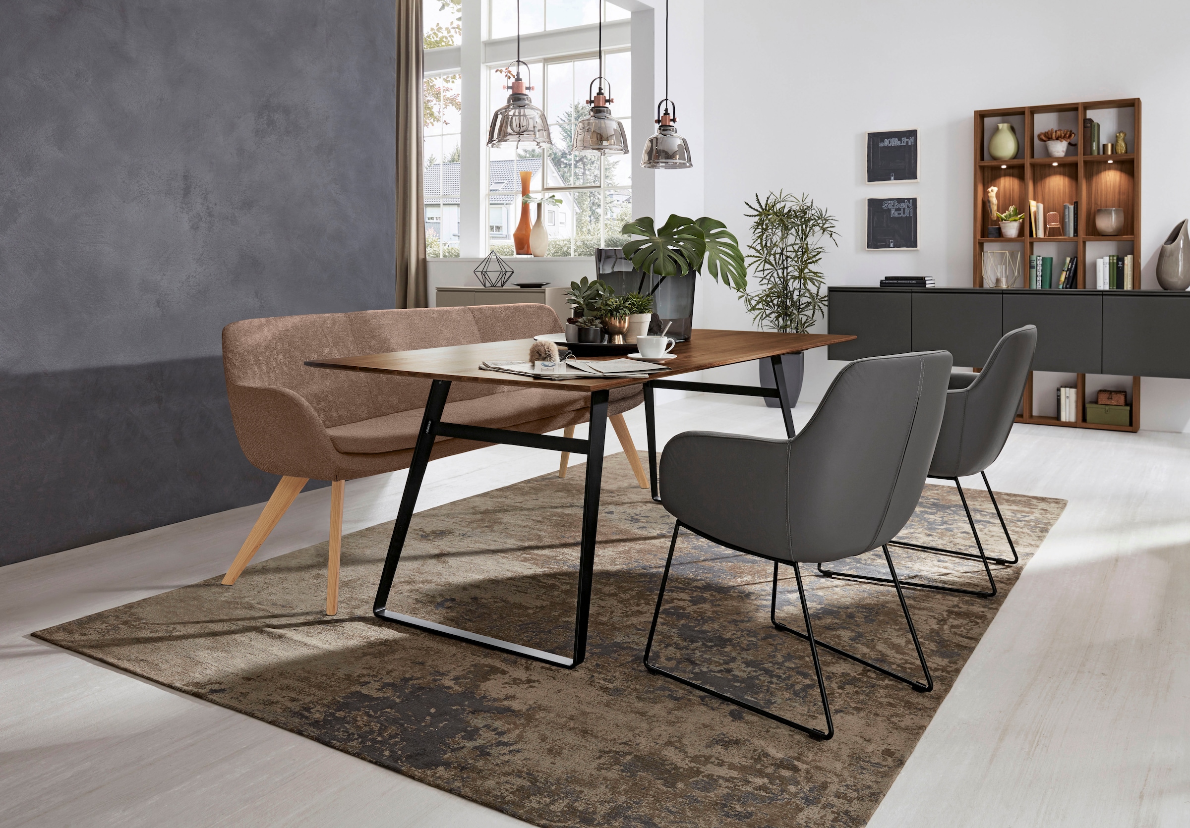 Musterring Essbank »Tavia«, Stativgestell aus Eiche bianco massiv, Breite 180, 200 oder 220 cm