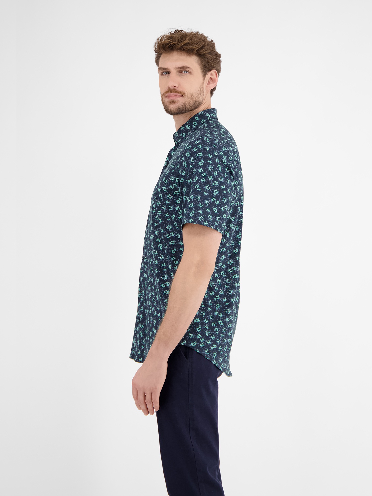 LERROS Kurzarmhemd »Herren Jerseyhemd, floral gemustert«