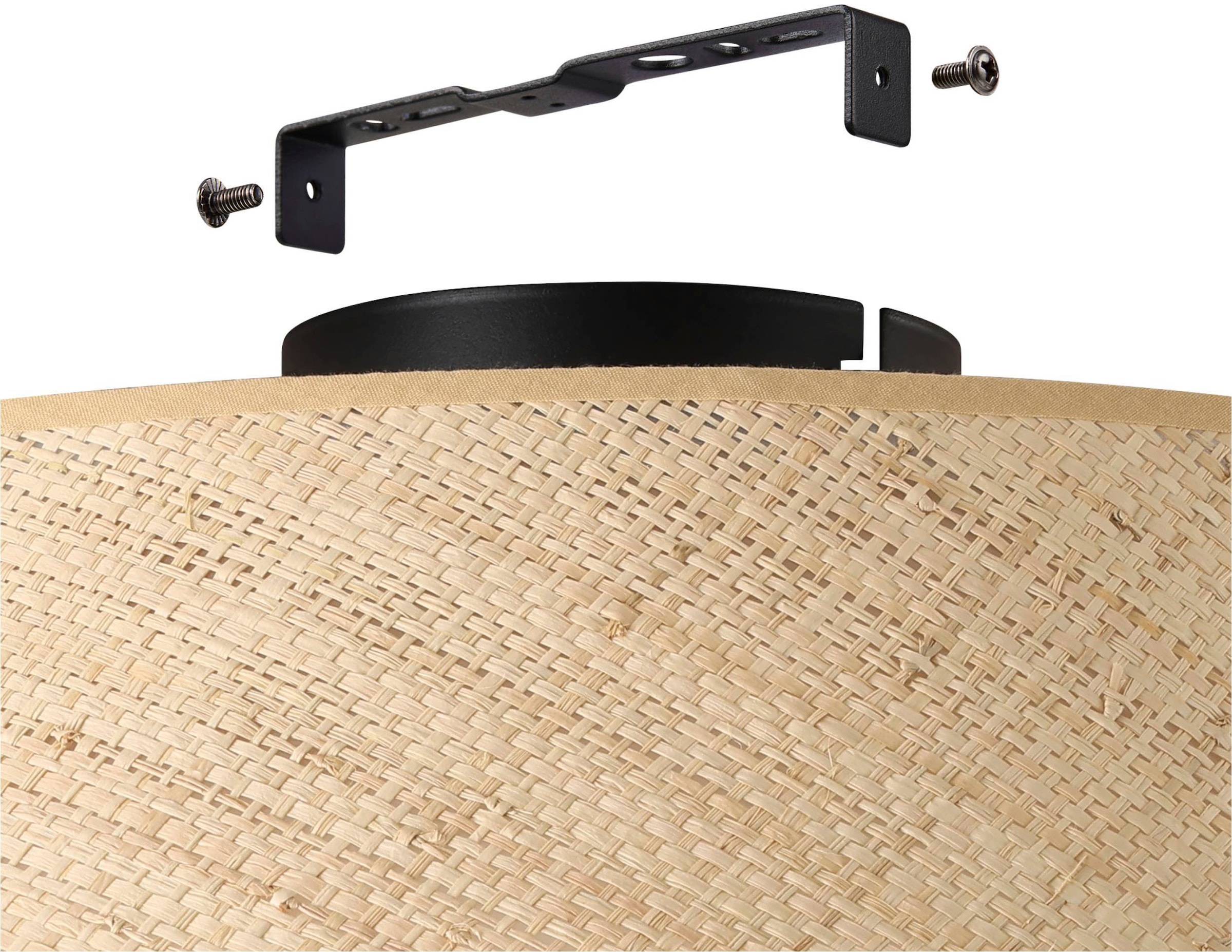 EGLO Deckenleuchte »Marford Deckenlampe, Wohnzimmerlampe Decke Boho, Japanisch, E27, Lampe« E27 1 Stk. Wand-/Deckenleuchte - H19 x Ø50 cm - schwarz - 1X60W exkl.