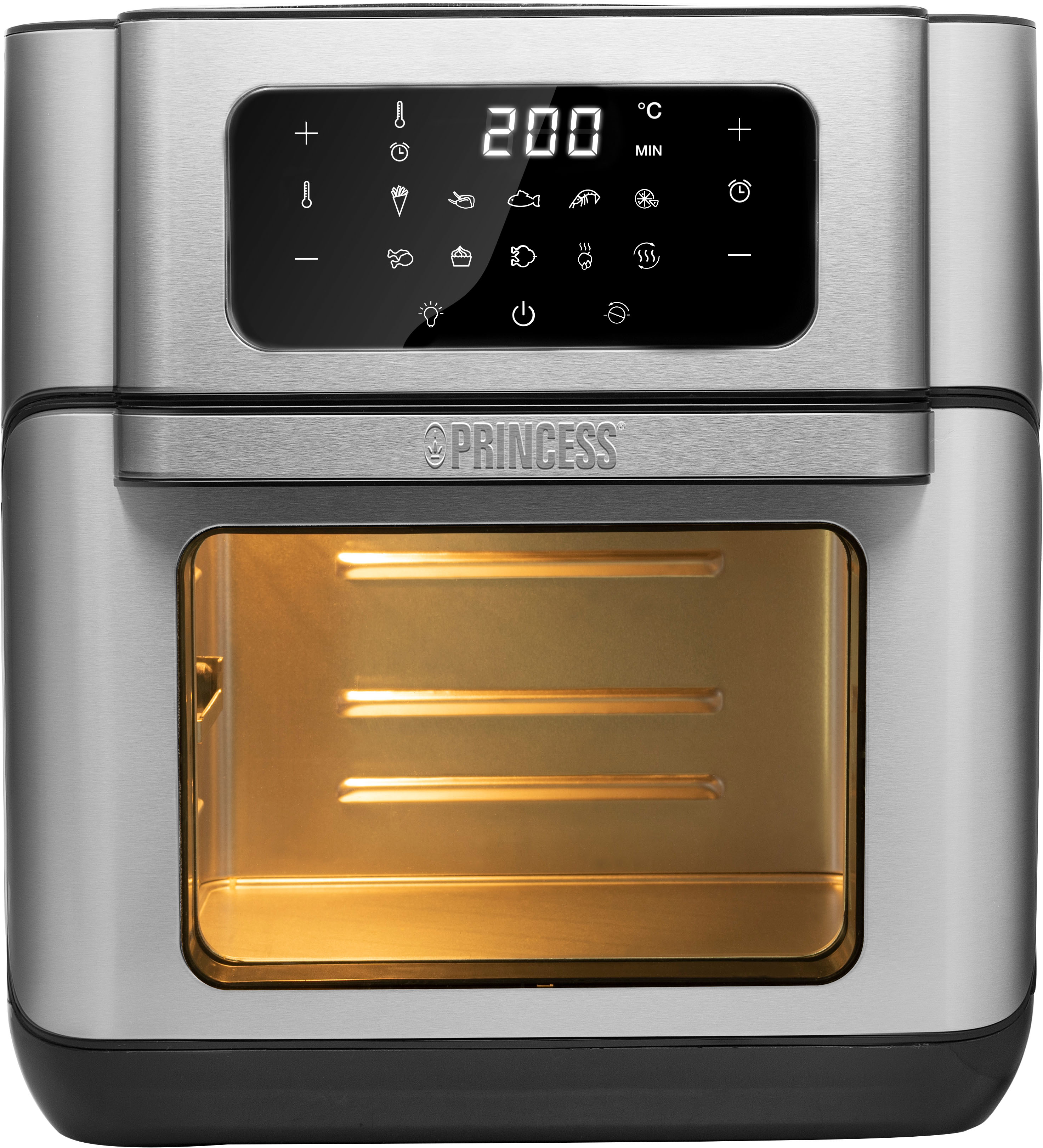 Princess Heißluftfritteuse »182065« 1500 W Fassungsvermögen 10 l inkl. Rotierkorb & 3 Backbleche in silberfarben